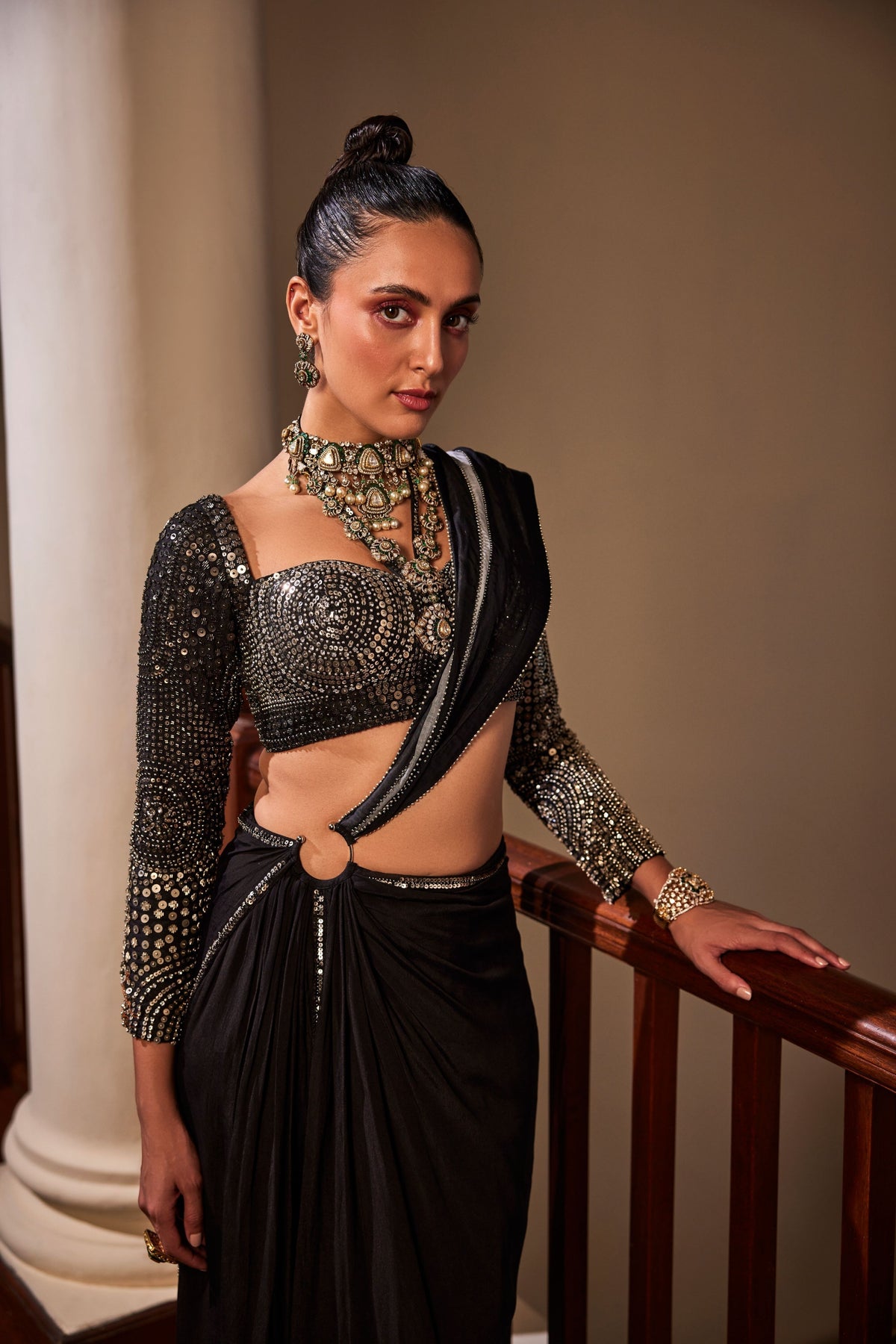 Black Drape Saree