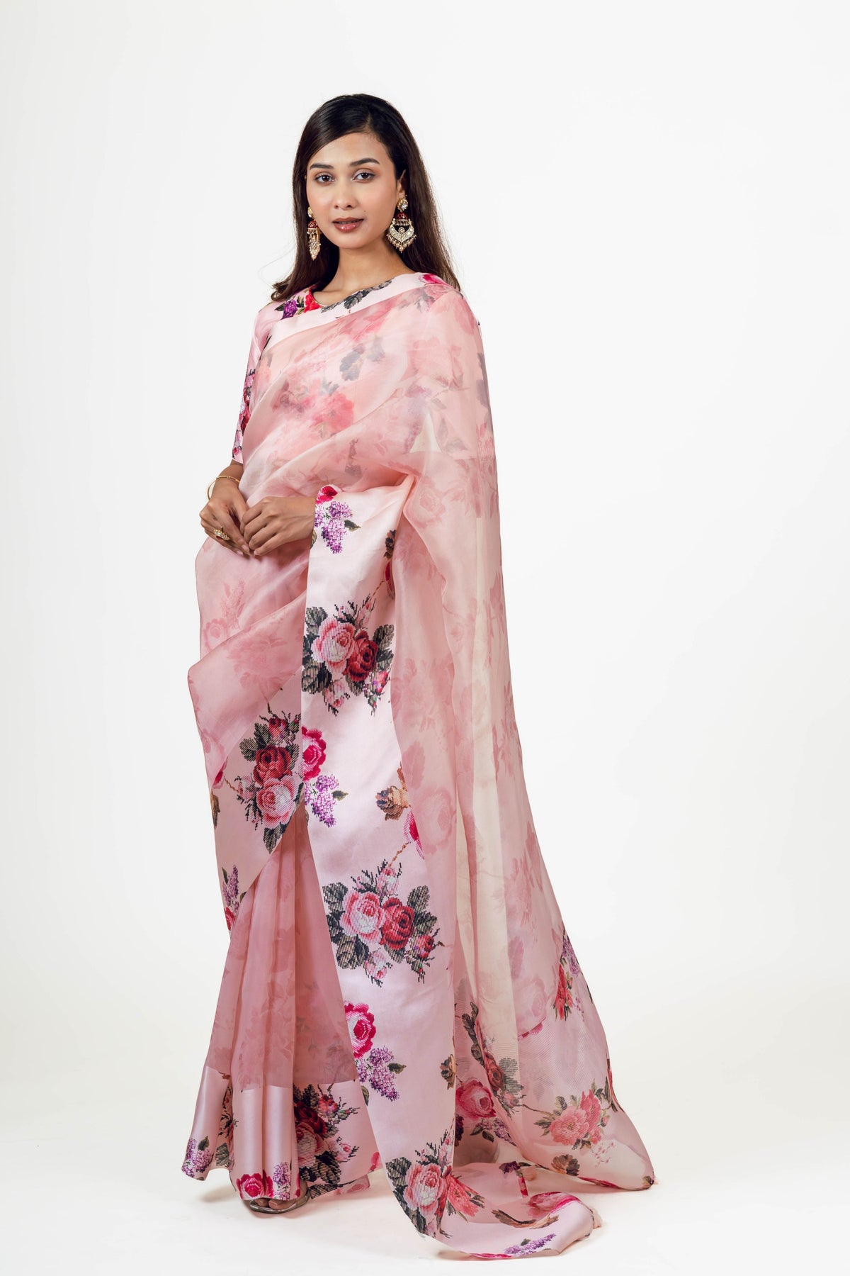 Nila Pink Organza Saree