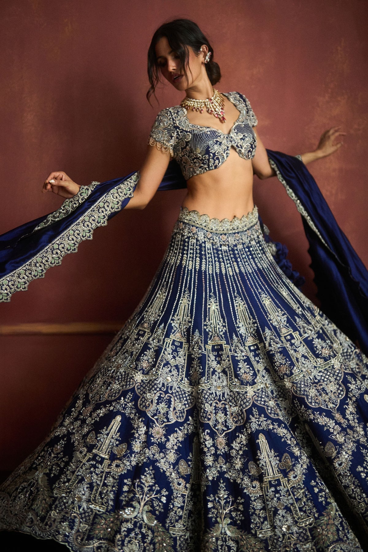 Purple Raw Silk Lehenga Set