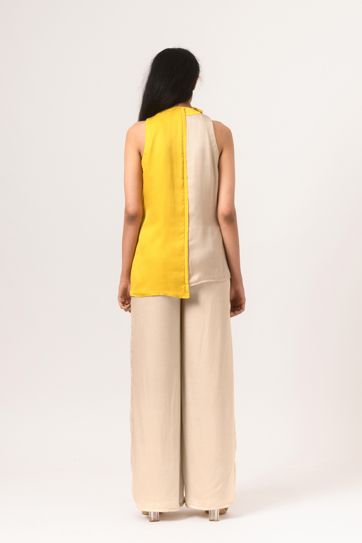 Ecru yellow halter neck top