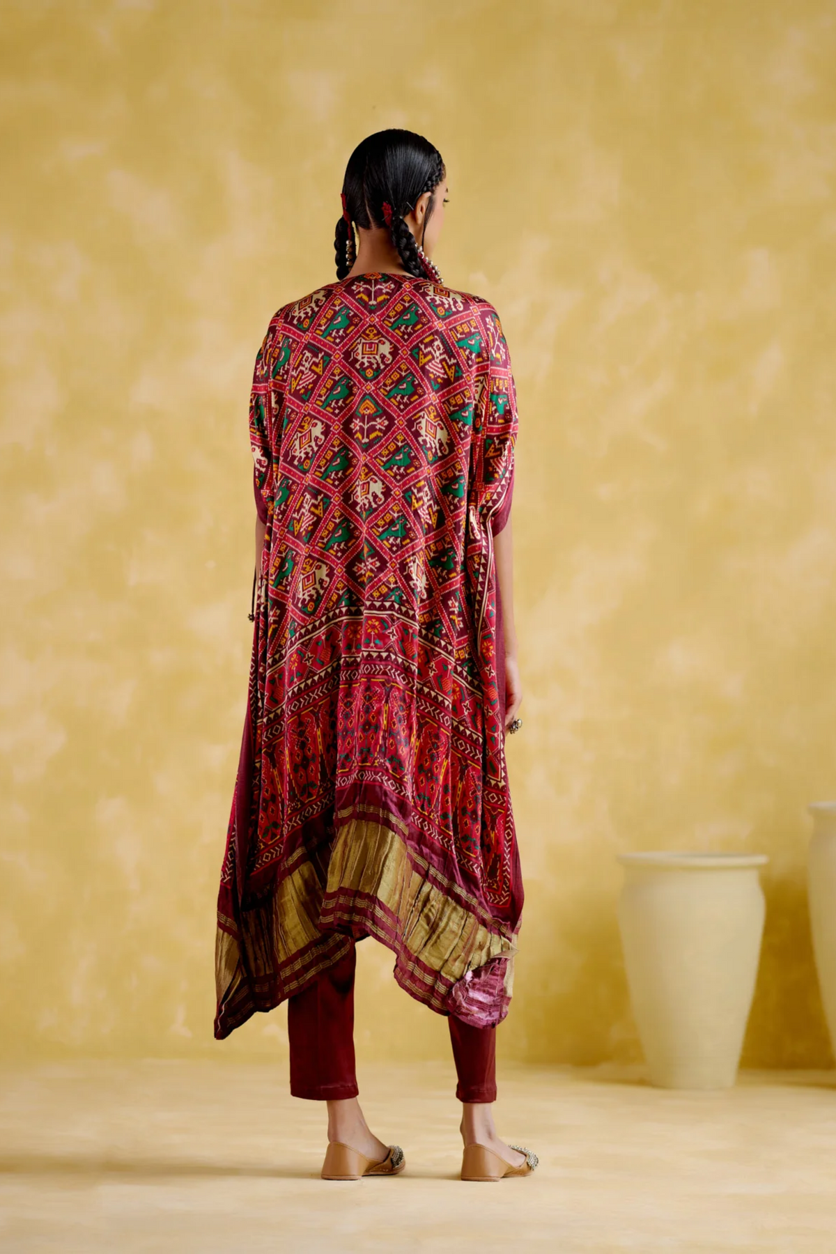 Tychon Maroon Digital Printed Kaftan