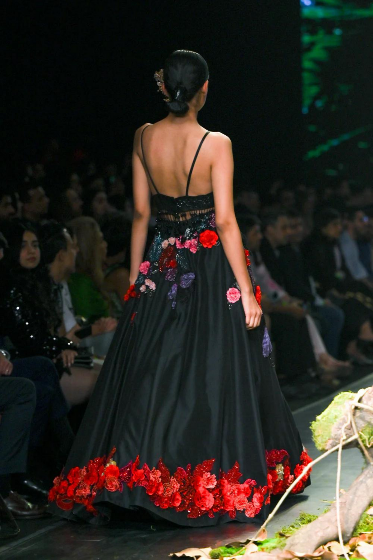 Black &amp; Red Embroidered Lehenga Set