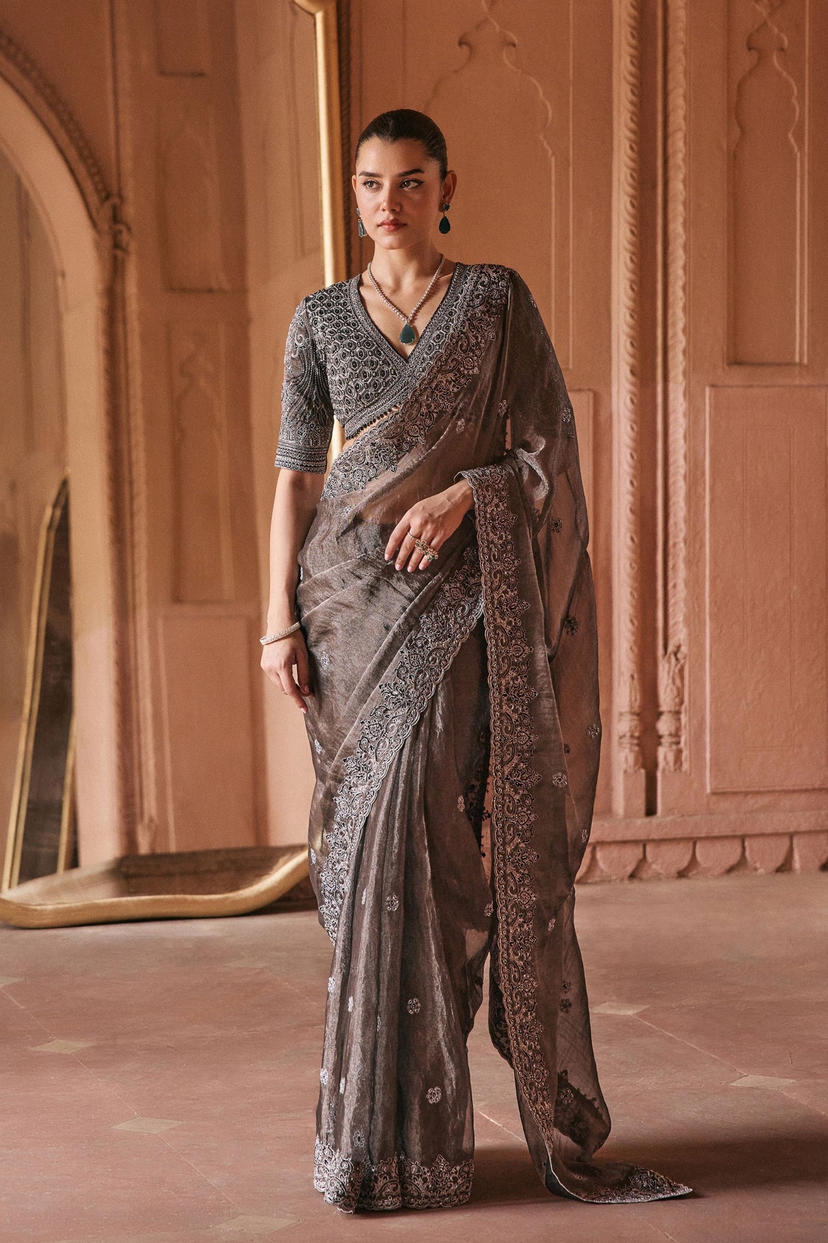 Exquisite Black Saree Set