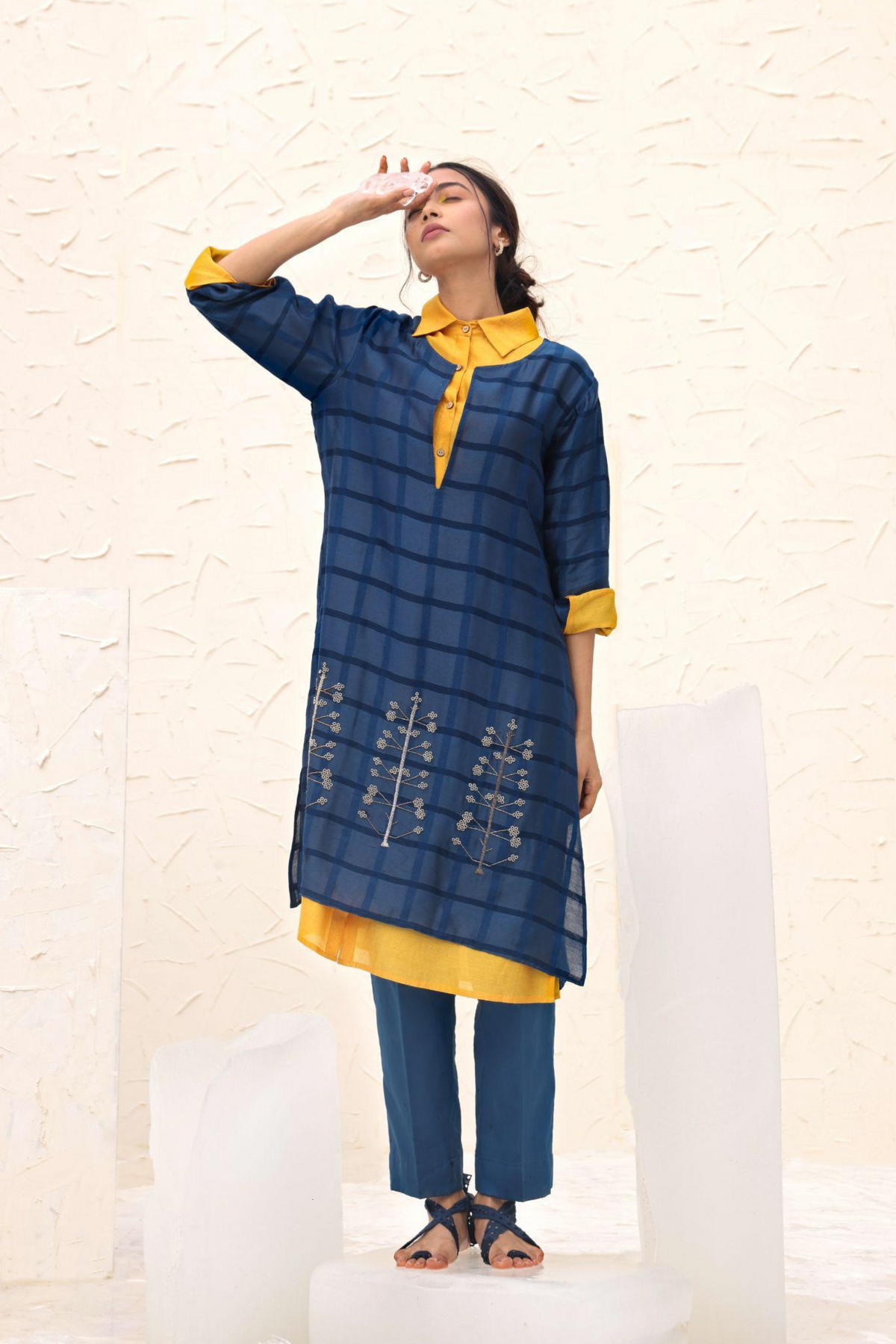 Dahlia Blue Embroidered Kurta