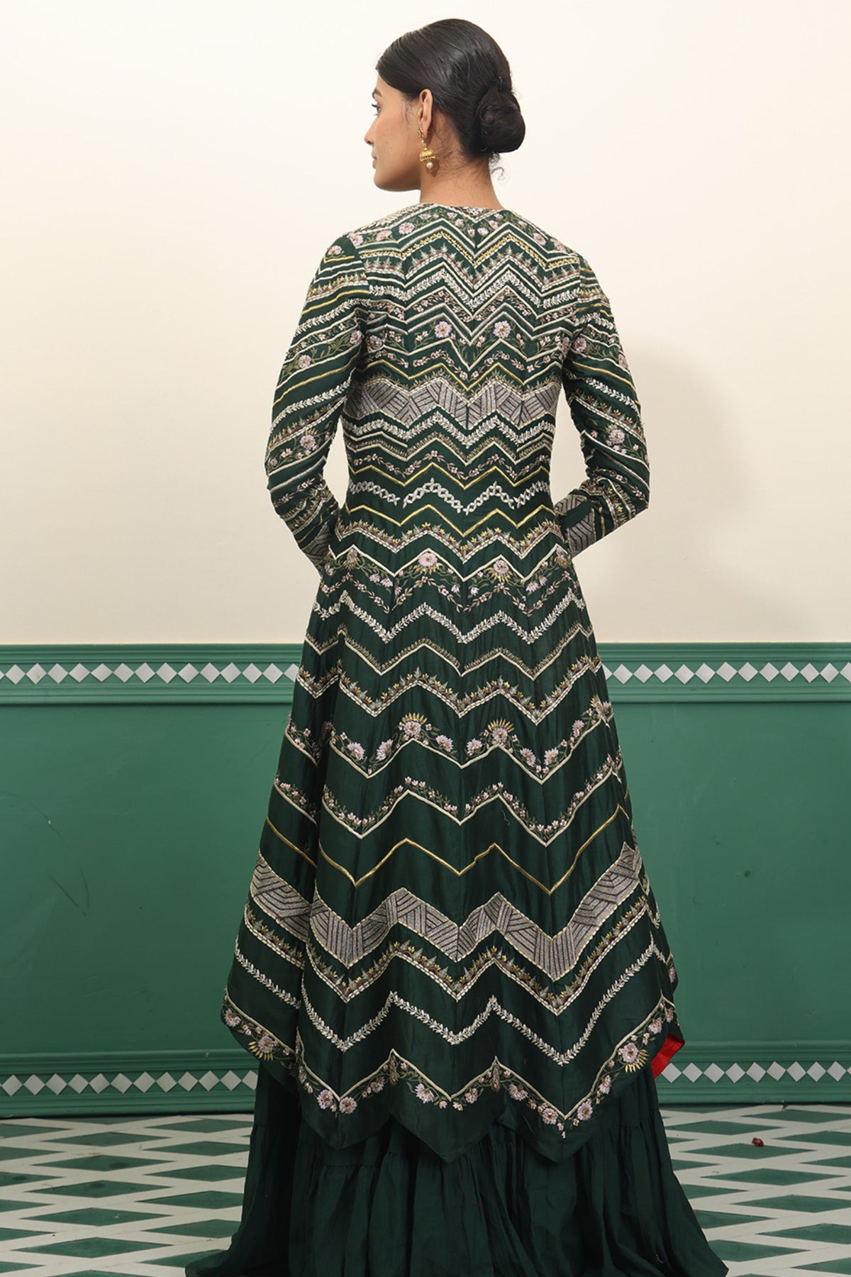 Green Jacket &amp; Anarkali Set