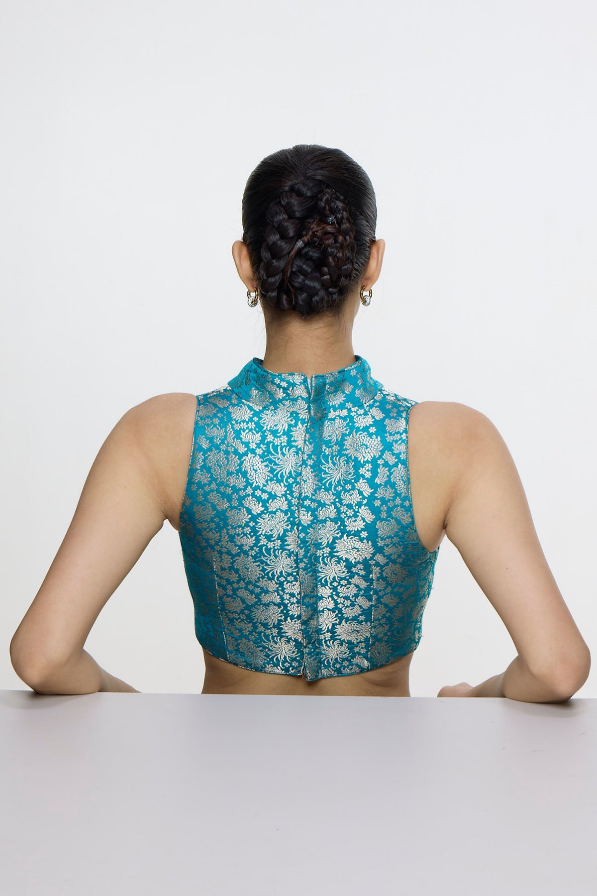 Handwoven Coral Blue Blouse