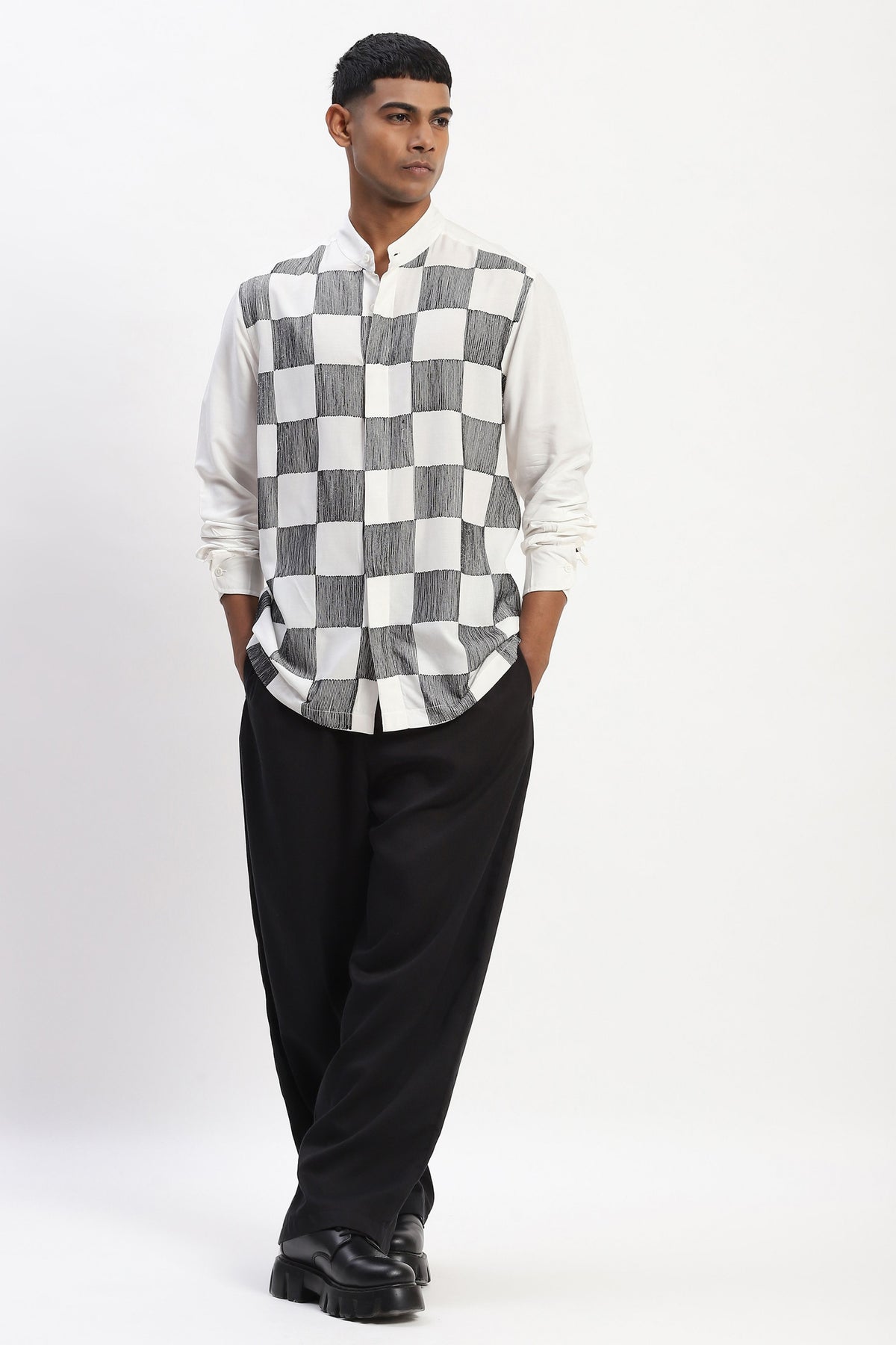 White Crewel Embroidered Shirt