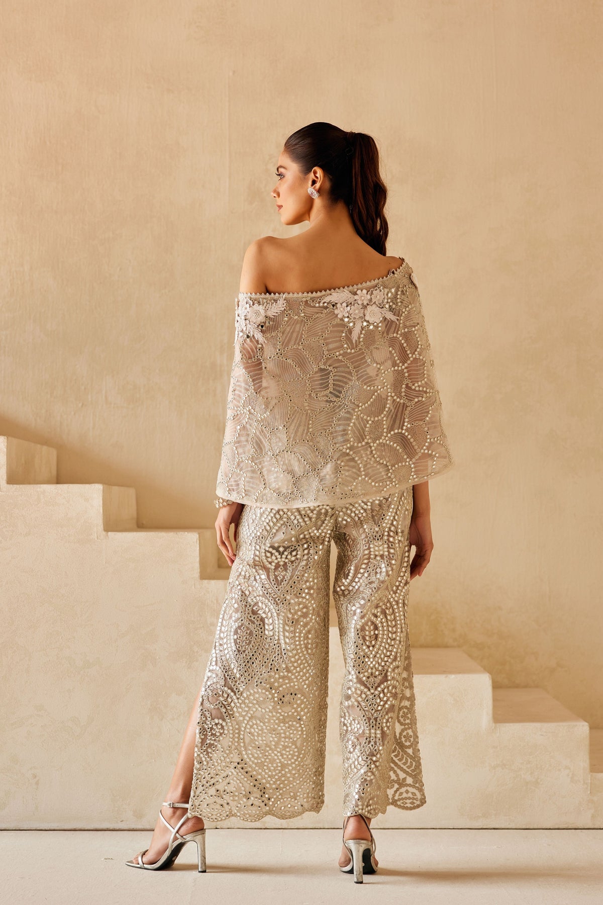 Silver Long Slit Pants