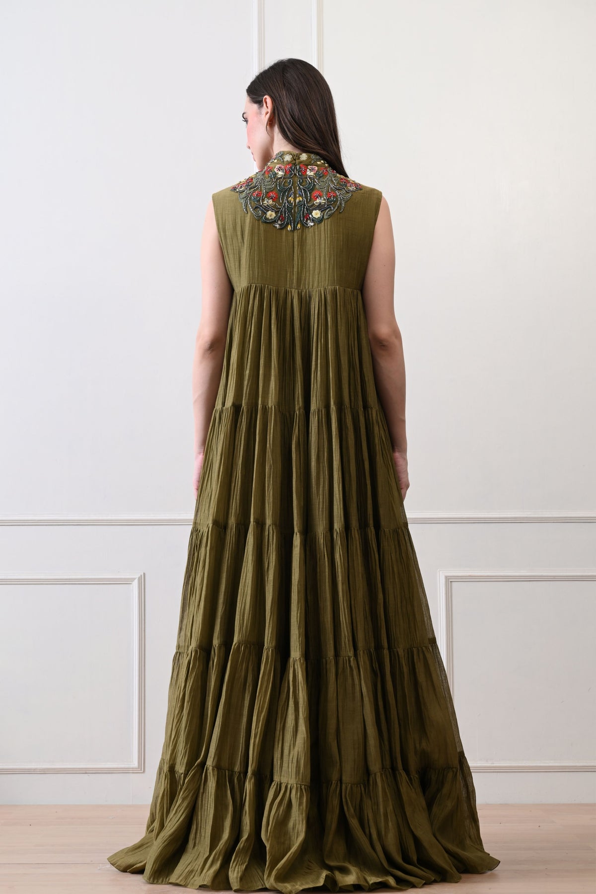 Olive High-neck Maxi Dress