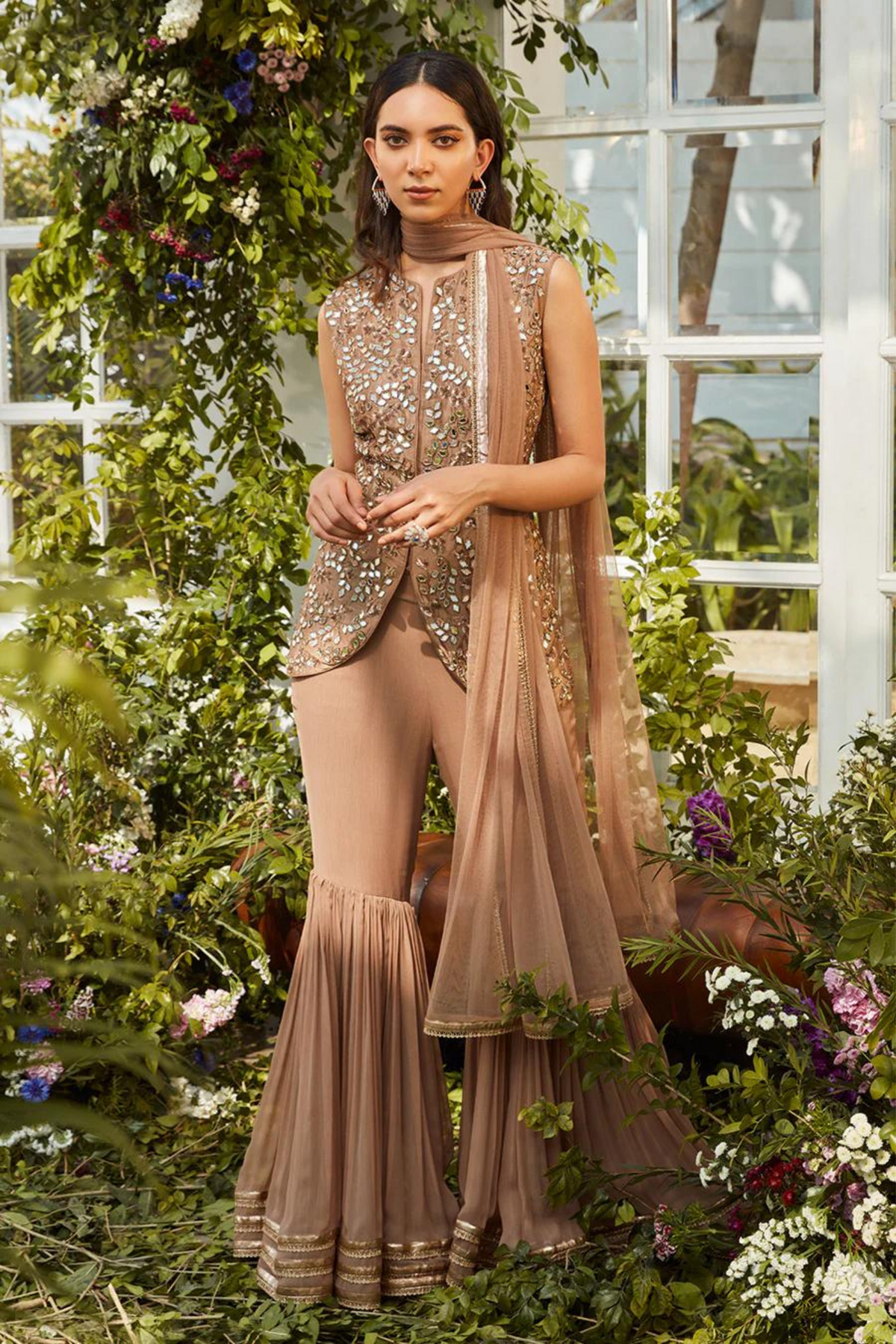Brown sharara set