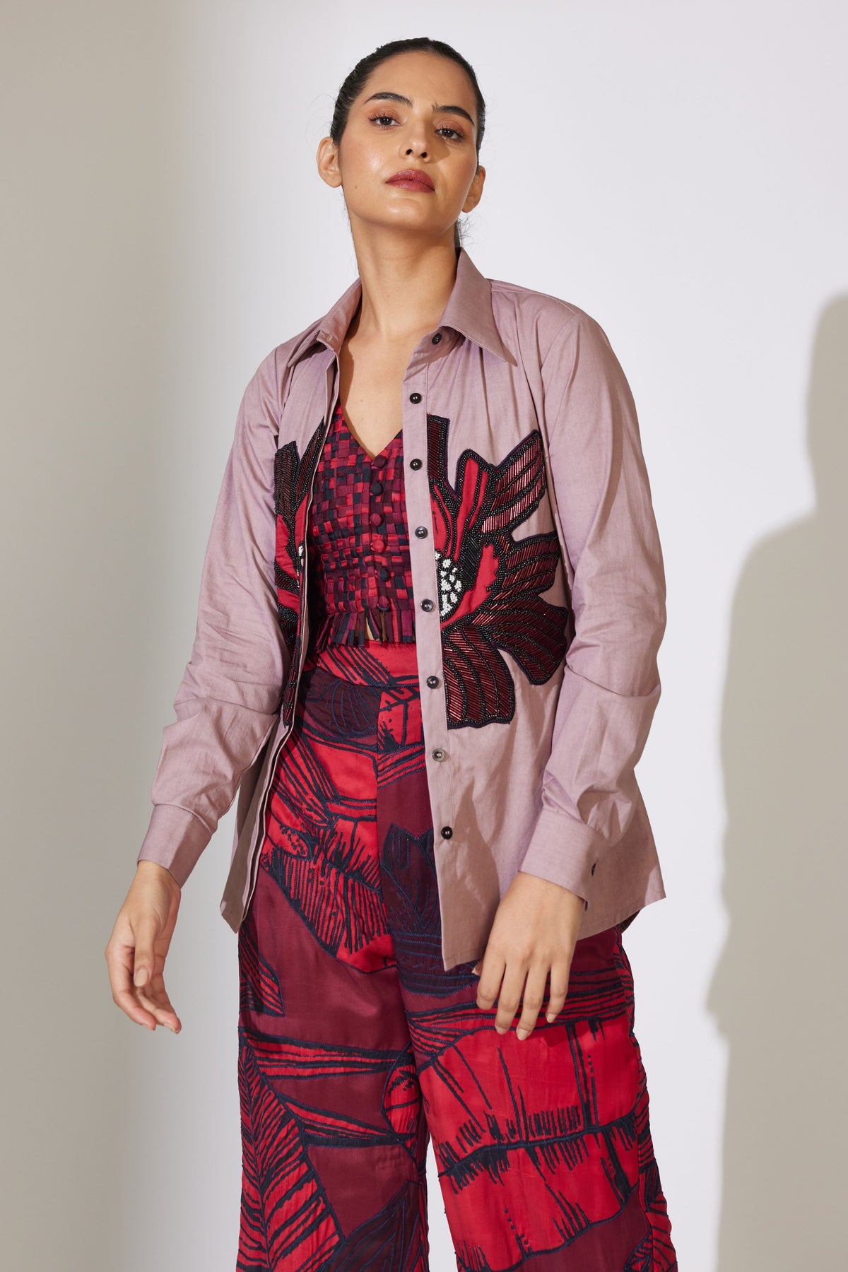 Peach Plain Patch Shirt