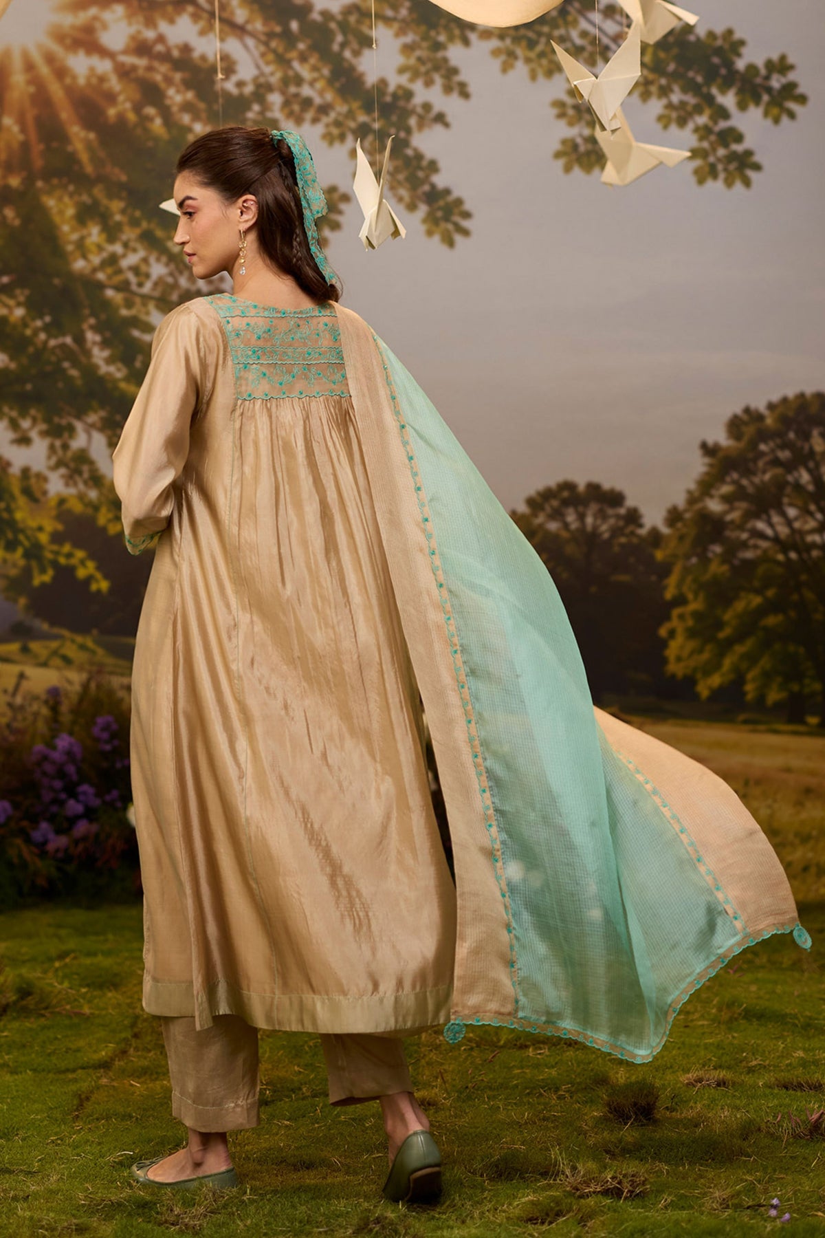 Woodland Stories Embroidered Beige Dupatta