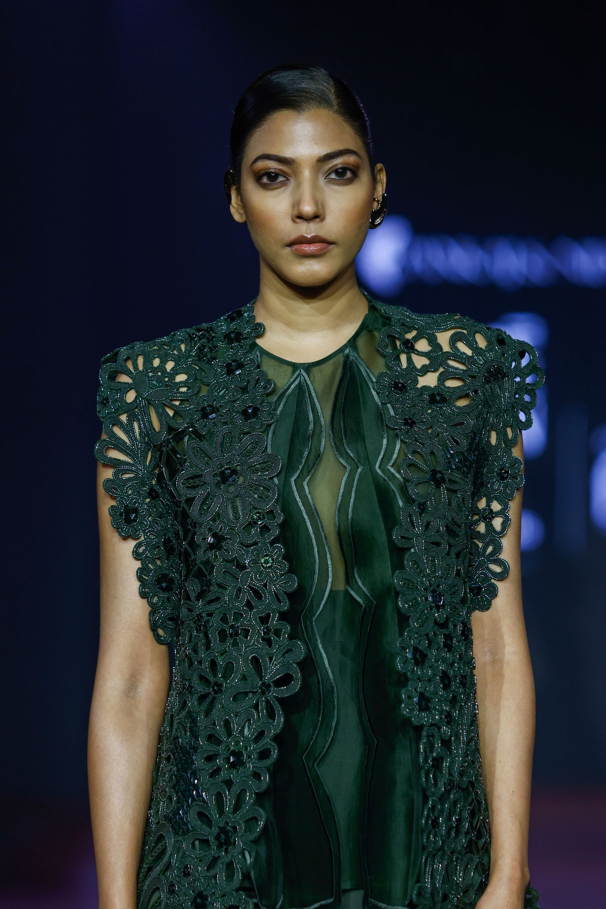 Green Cutwork Jacket Set