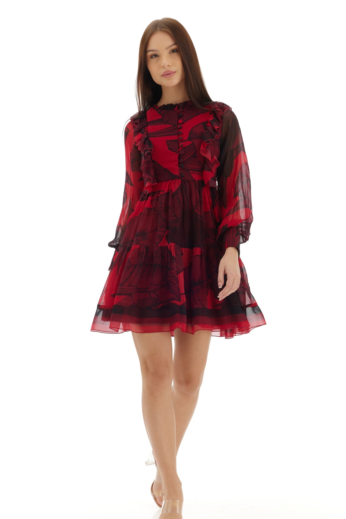 Hot Pink Floral Short Dress