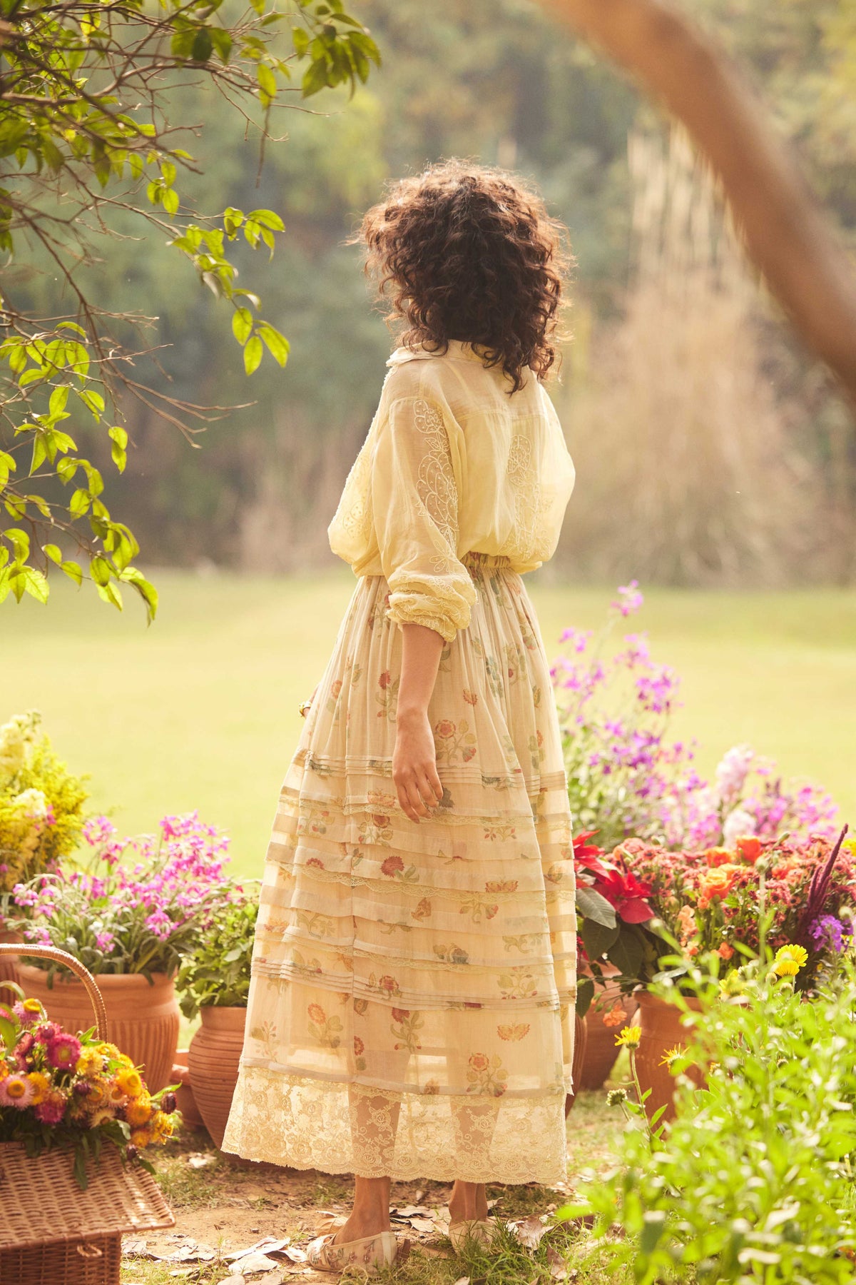 Ivory Printed Skirt Set