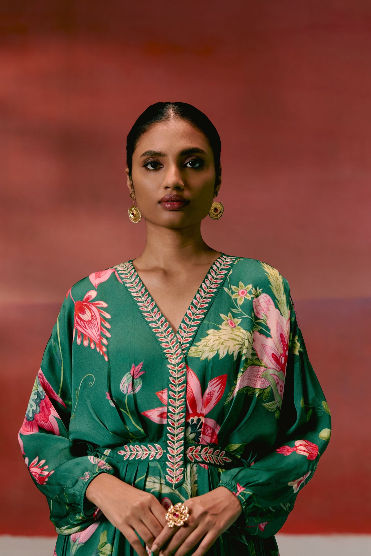 Green Chintz Kaftan Set