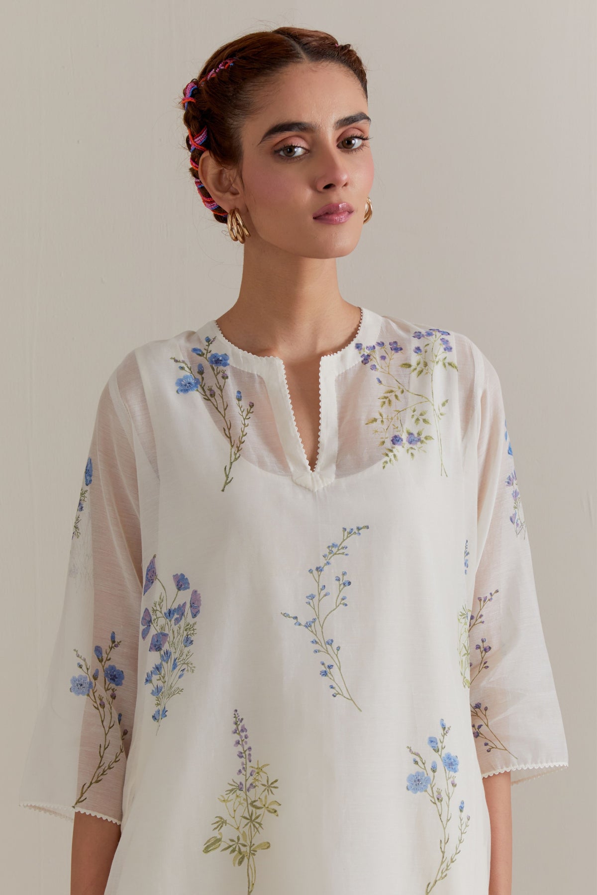 Blue Green Floral Kurta