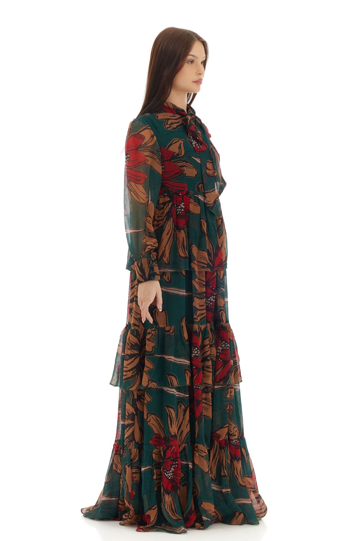 Green and Orange Long Dress