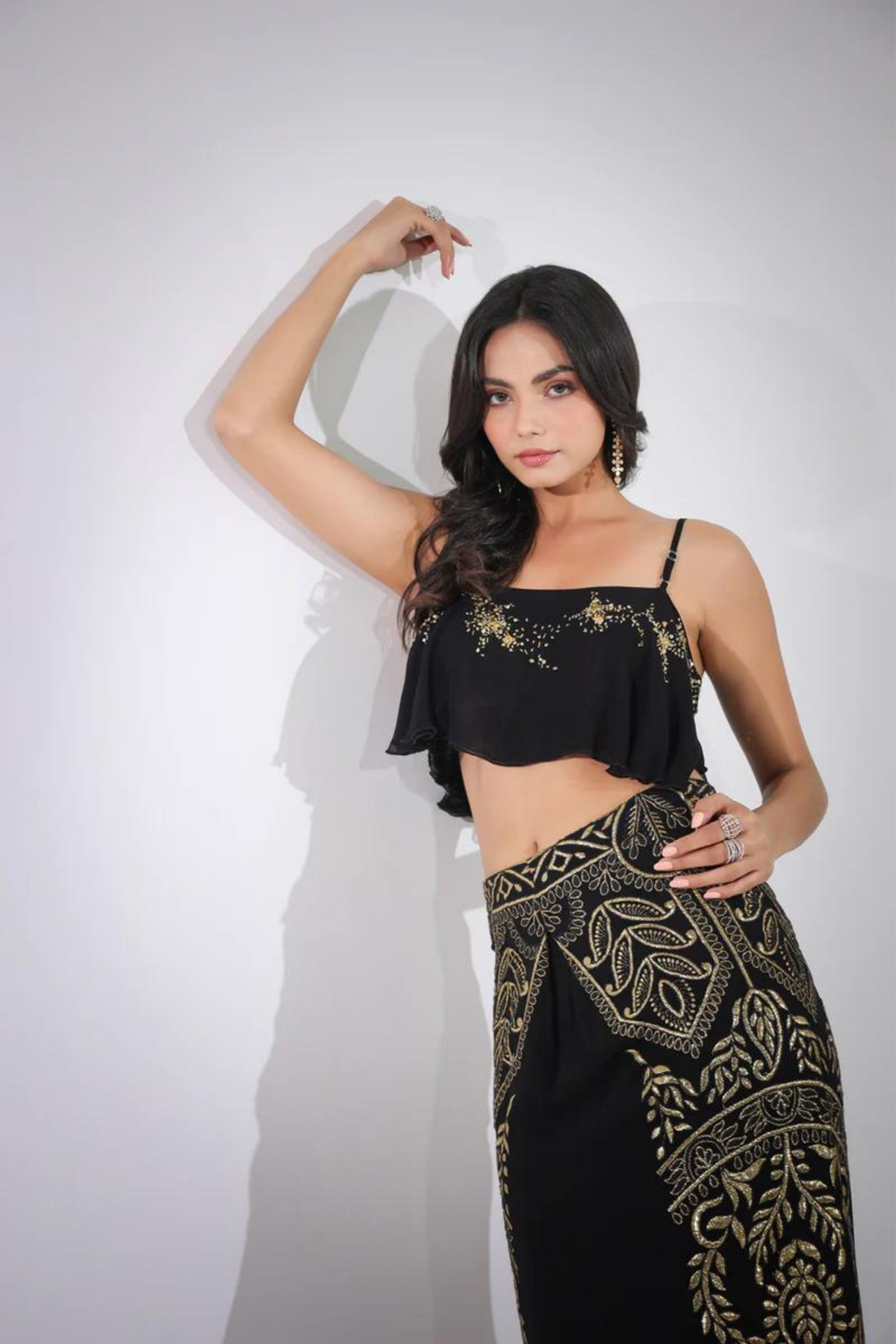 Black Georgette Co-ord Set