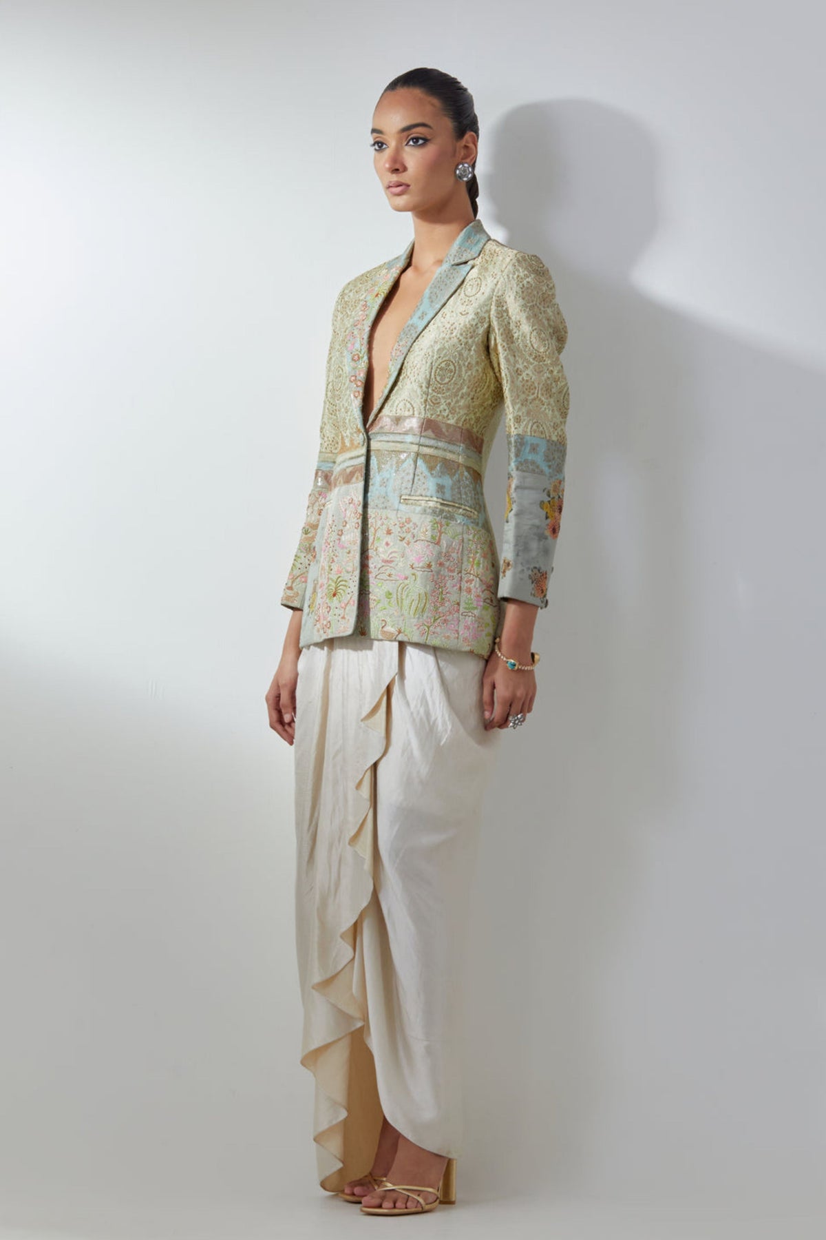 Aqua Embroidery Blazer