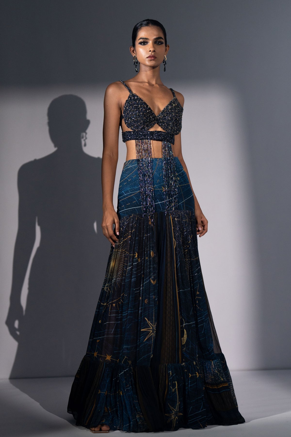 Blue Pleated Skirt