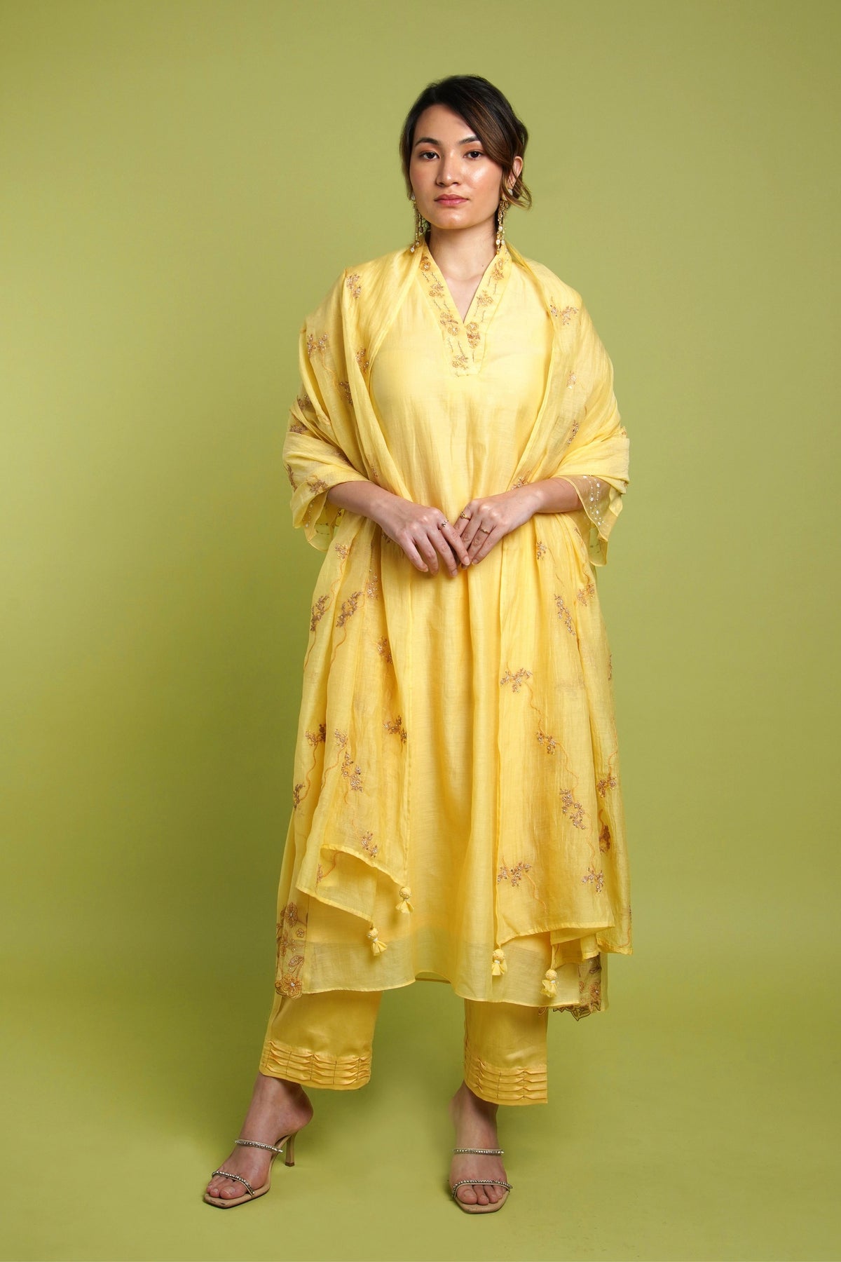 Flared Yellow Kurta Set