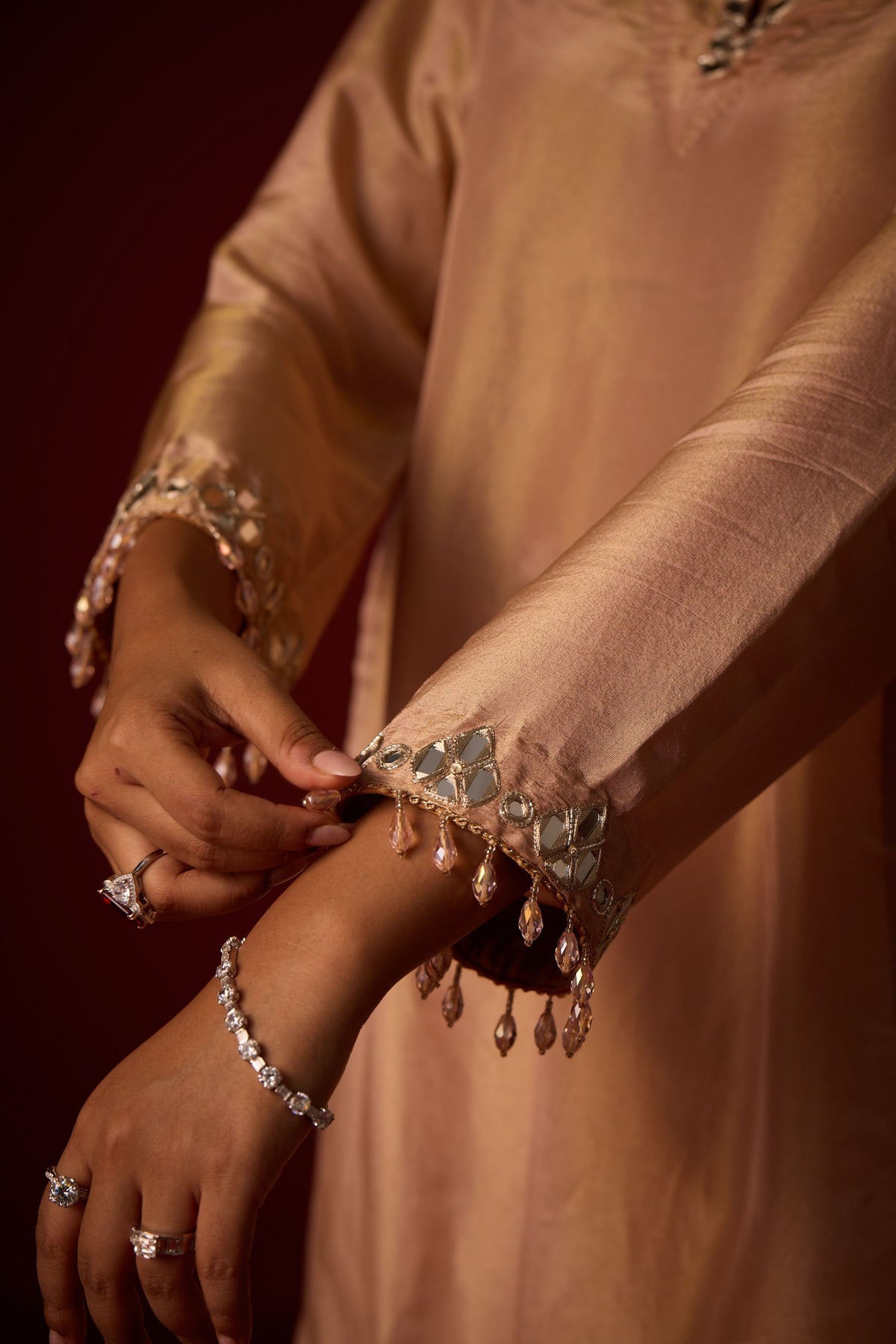 Mirror Work High Neck Tunic Set