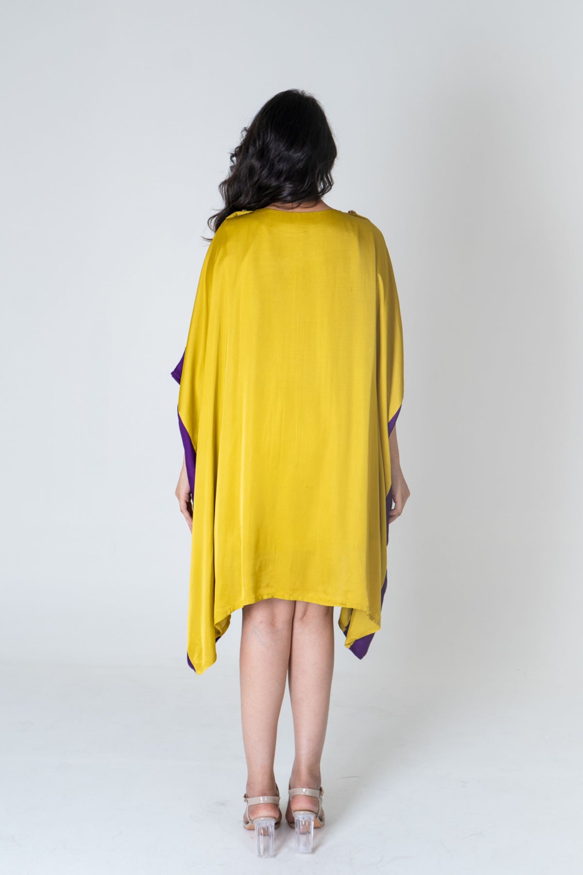 Yellow-purple Short Kaftan Dress