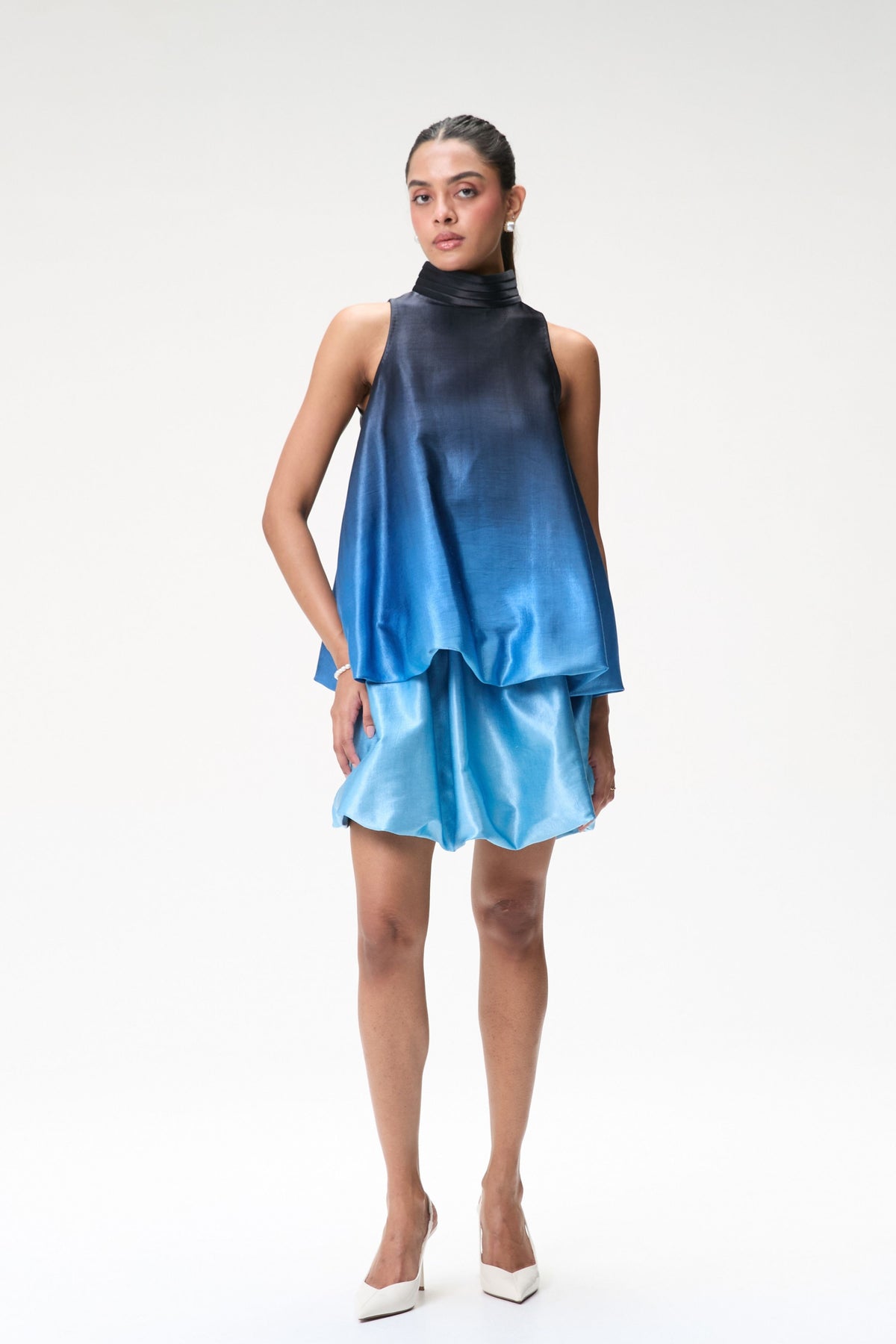 Ombre Bubble Hem Halter Top