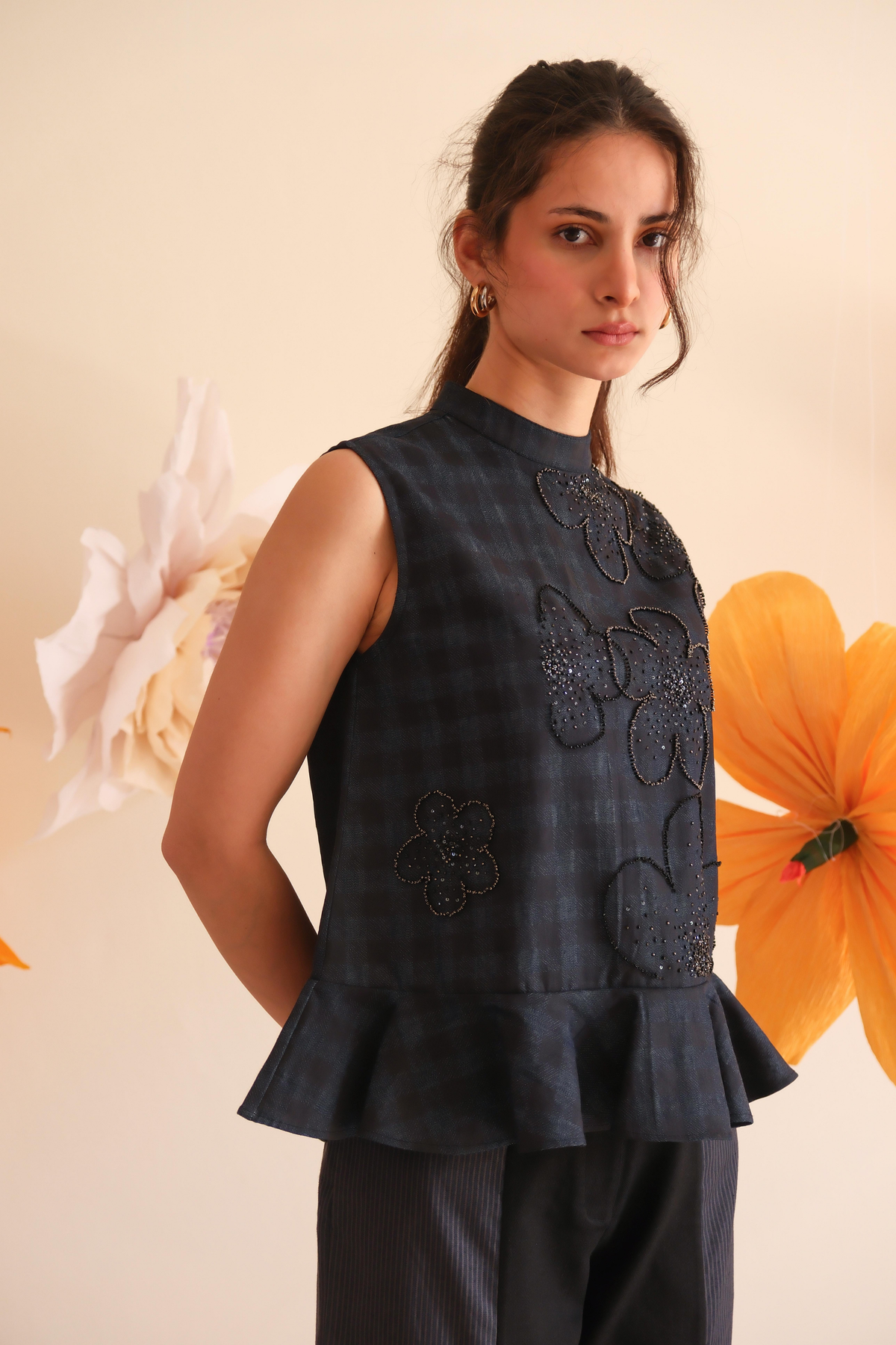 Midnight Blue Beaded Top