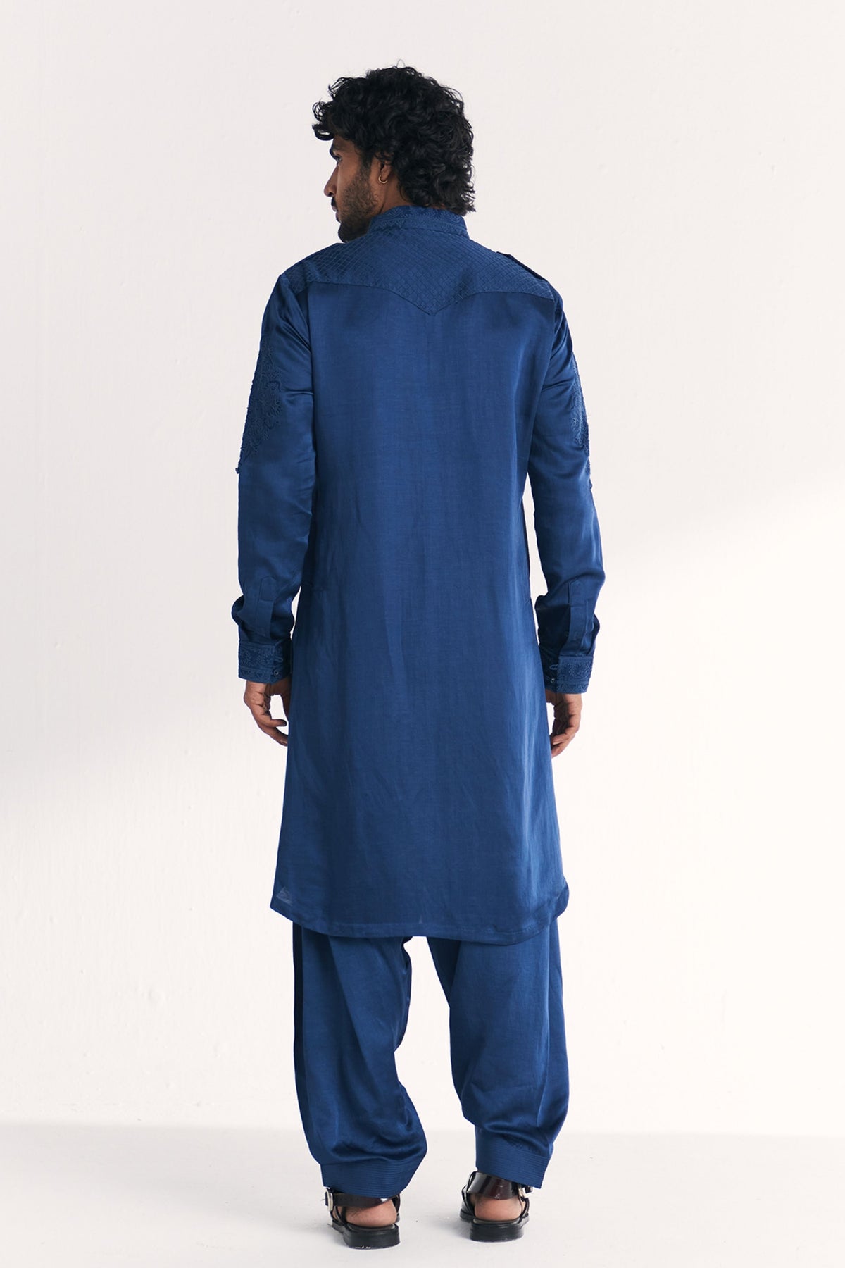 Jalal Blue Pathani Kurta Set
