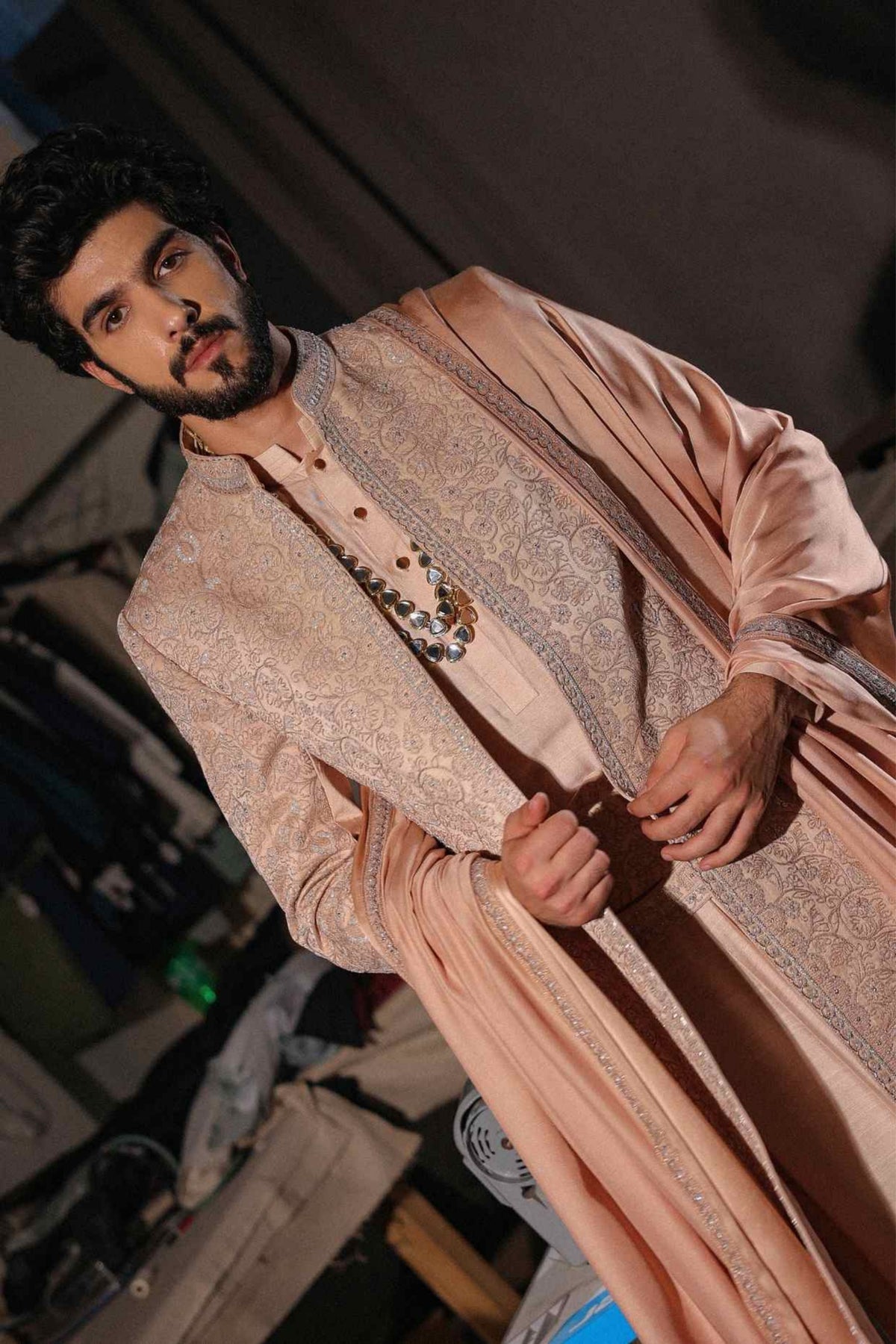 Natural Beige Sherwani Set