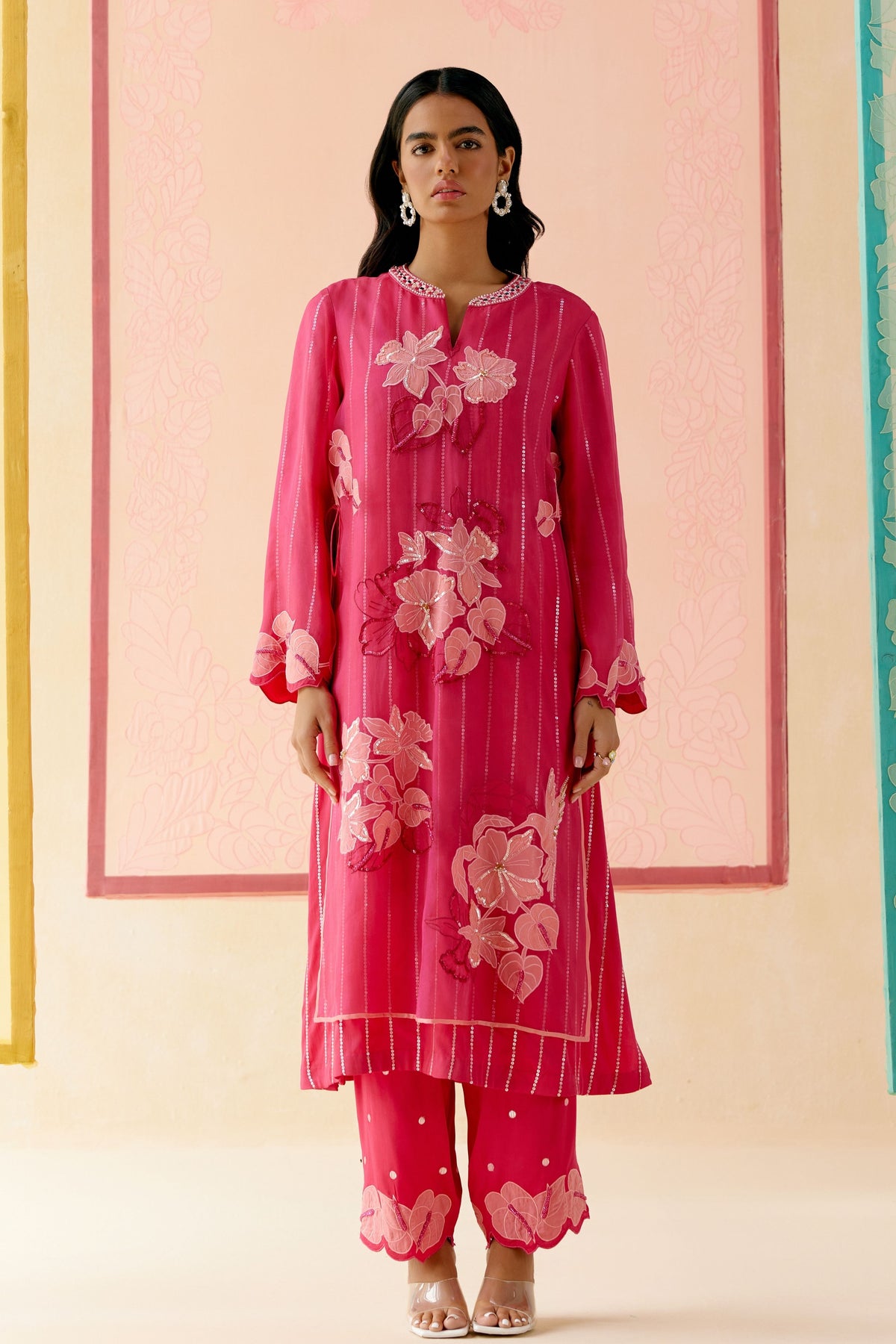 Hot Pink Organza Kurta Set