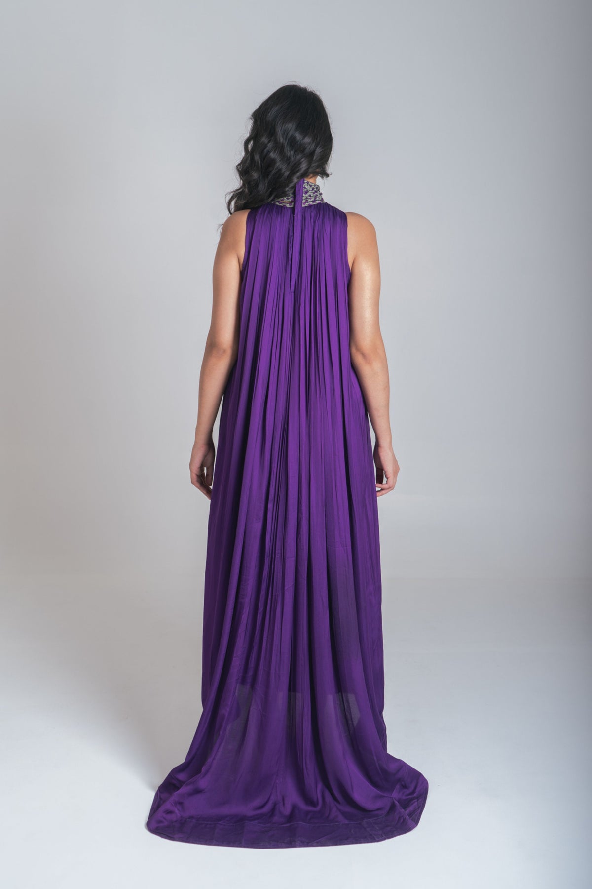 Purple-green Gather Gown
