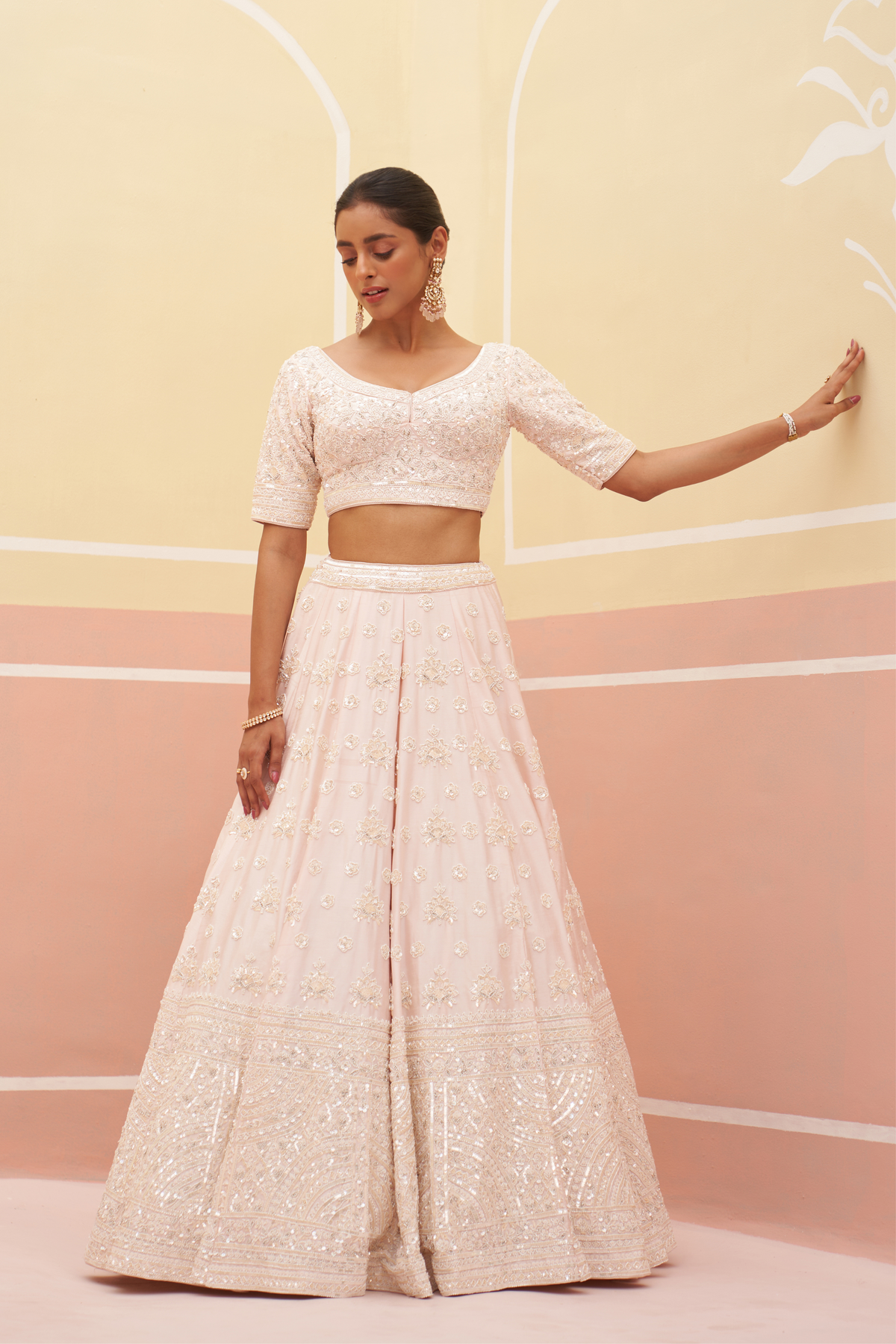 Blush Pink Silk Lehenga Set