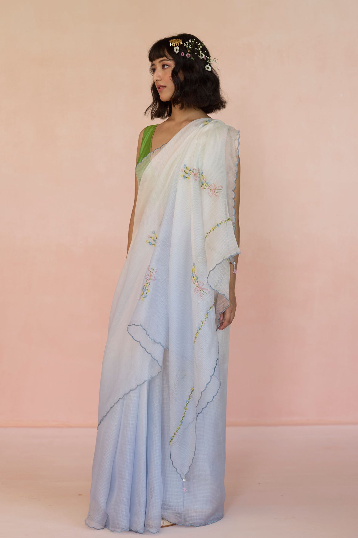 Blue Ombre Silk Saree