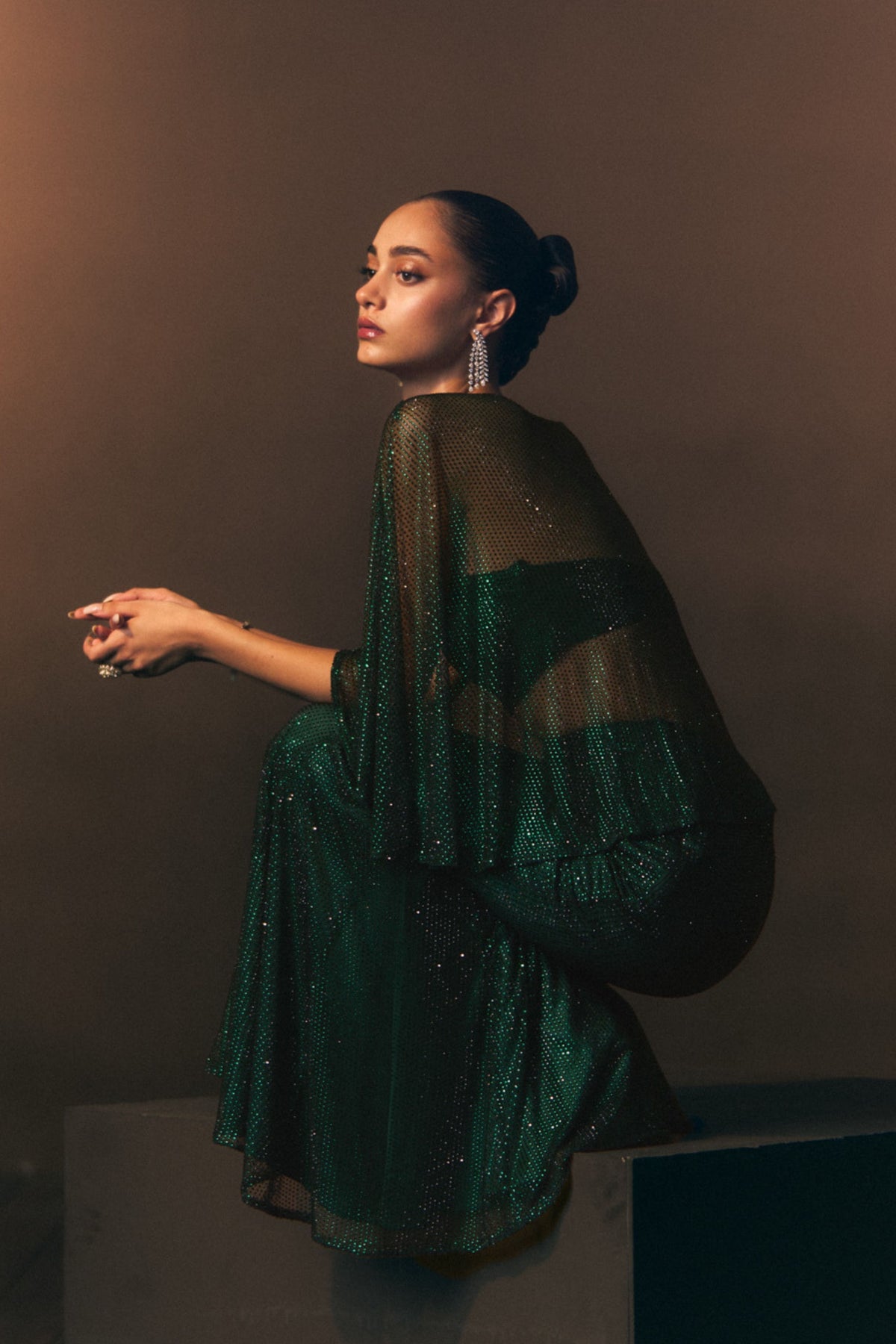 Verdant Flare Pants with Cape Set