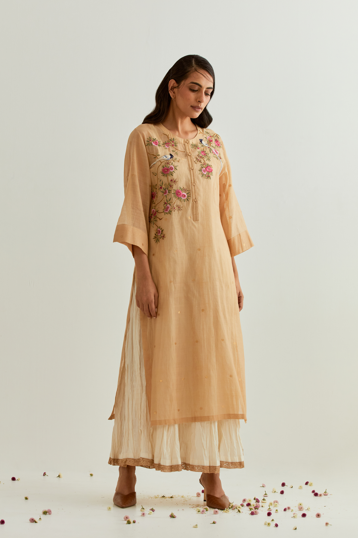 Chanderi Beige Kurta Set