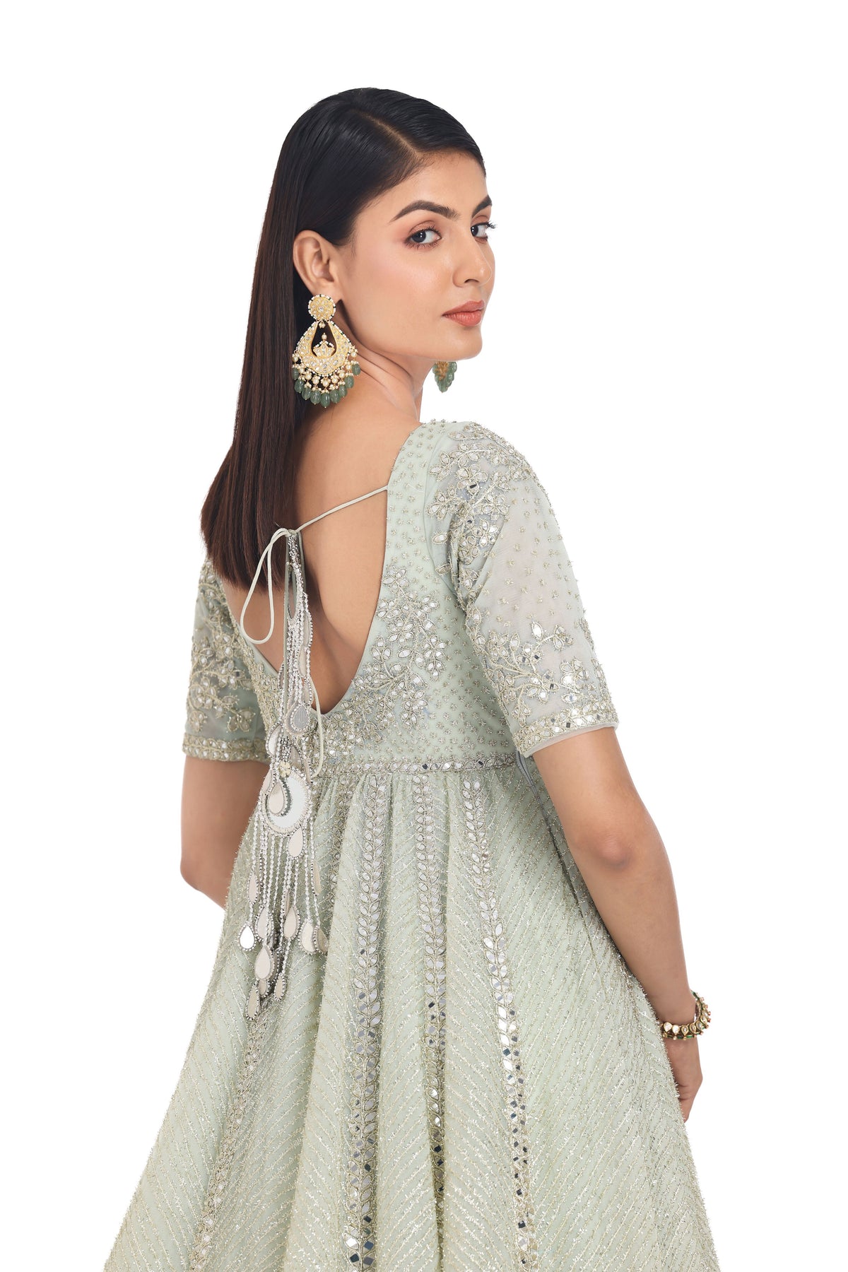Grass Green Anarkali Set