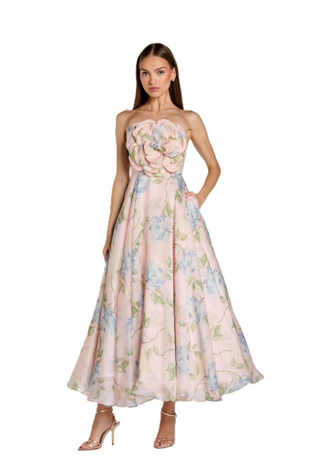 Floral Organza Dress With Flower