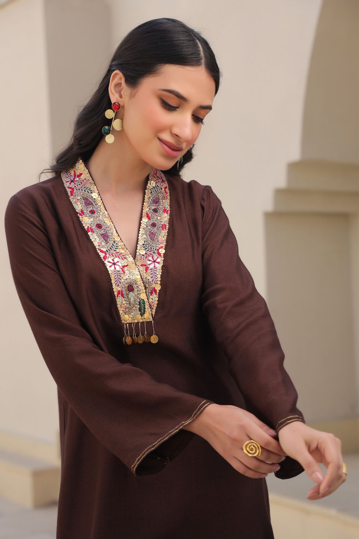 Zardosi Paisley V Neck Co-ord Set