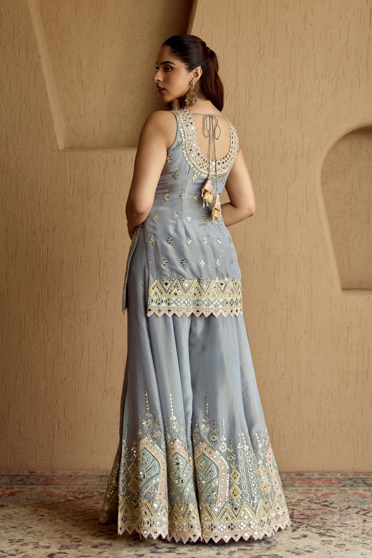 Tissue Patch Kurta Sharara Set