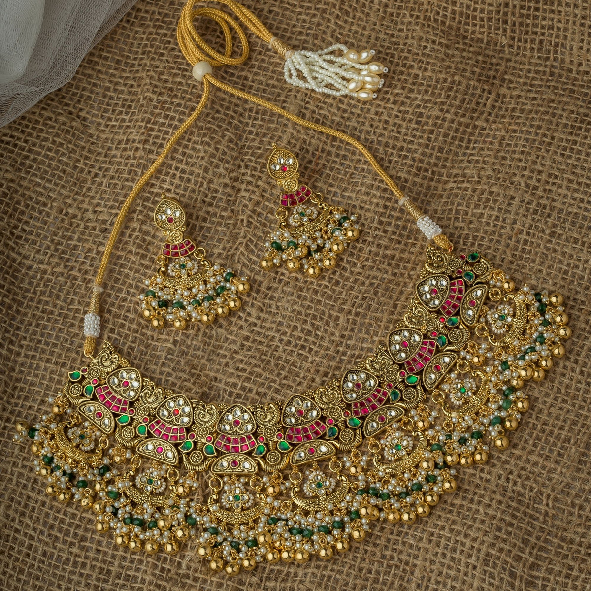Gold Plated Multicolor Kundan Set