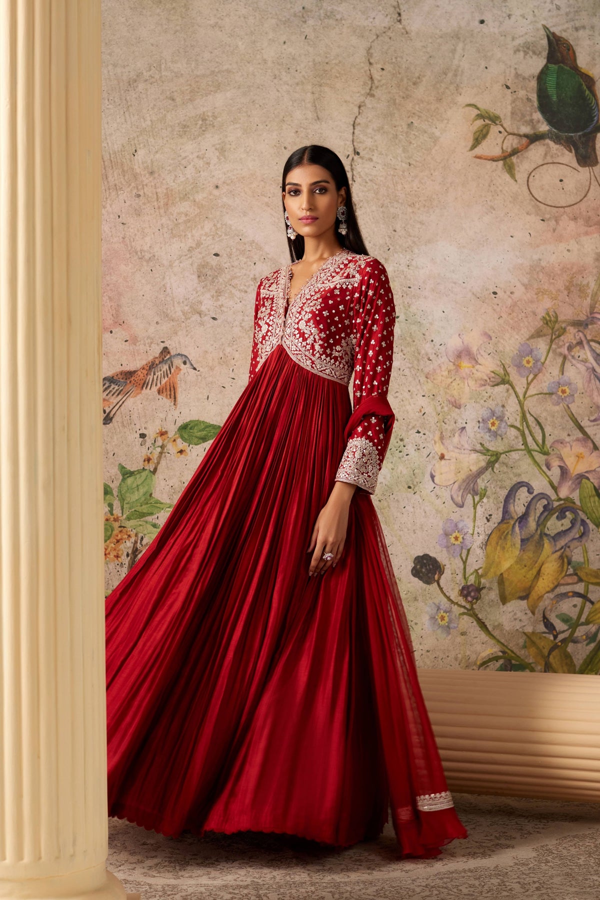 Sway Red Ochre Anarkali Set