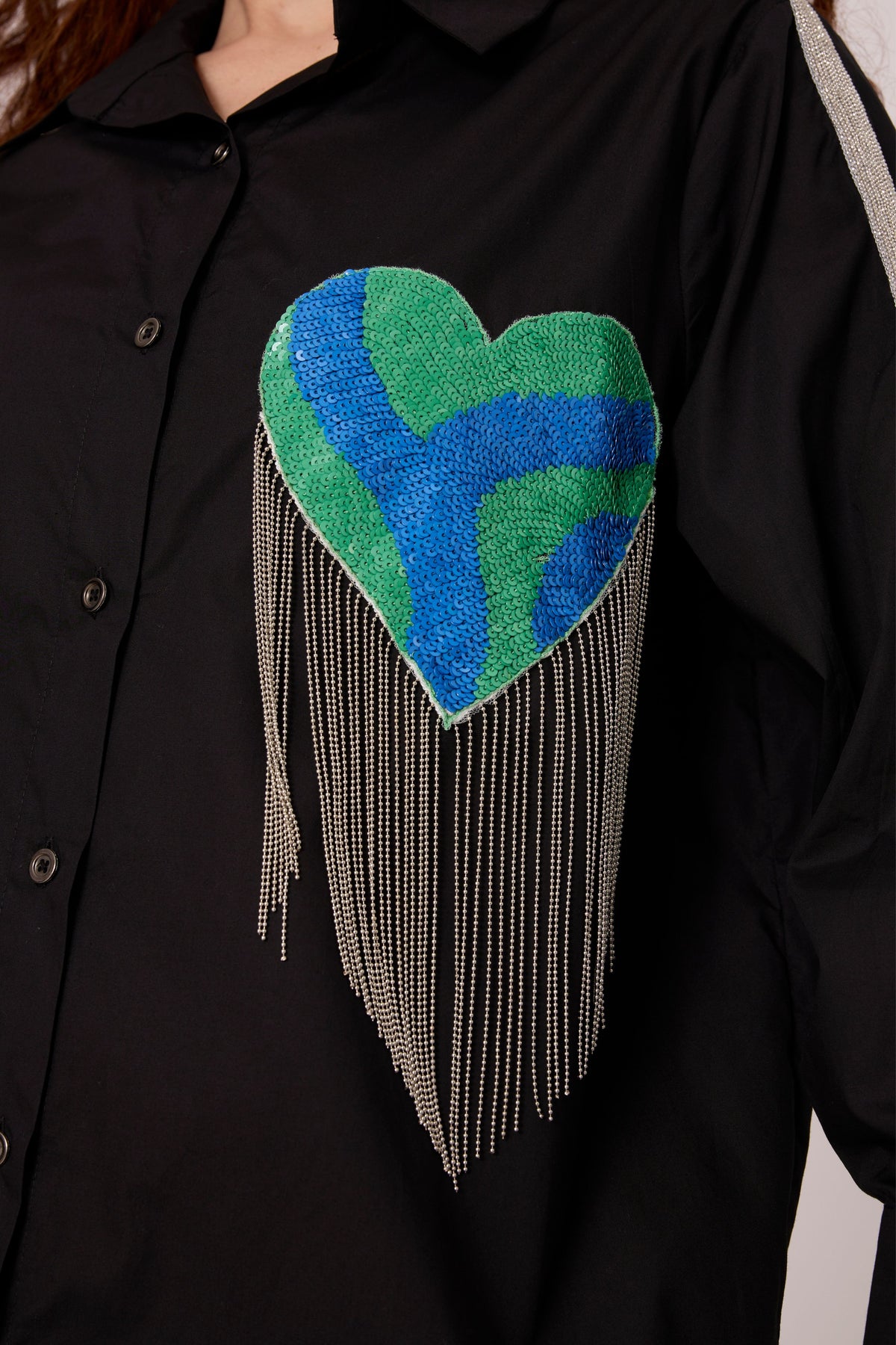 Emille Applique Black Shirt