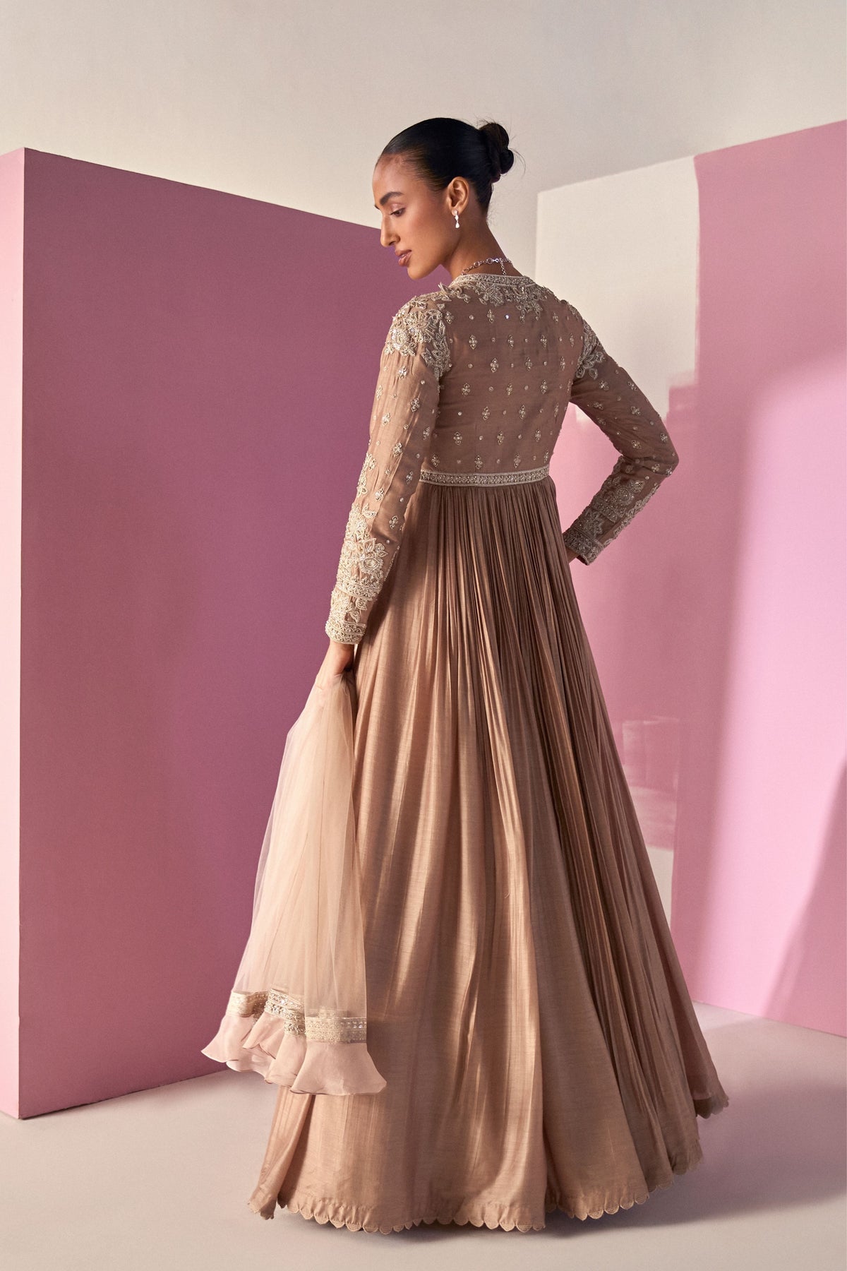 Maahrukh Dark Champagne Anarkali Set