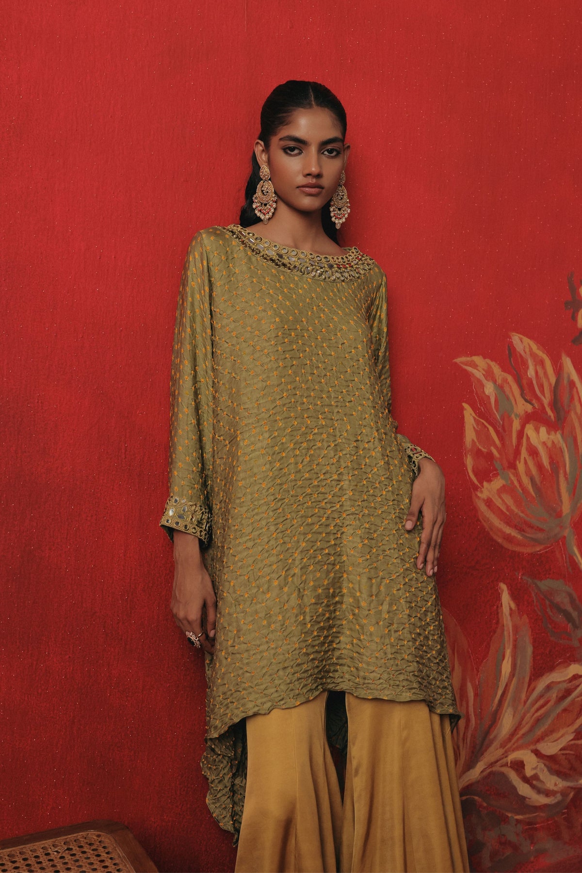 Asymmetric Sage Green Tunic Set