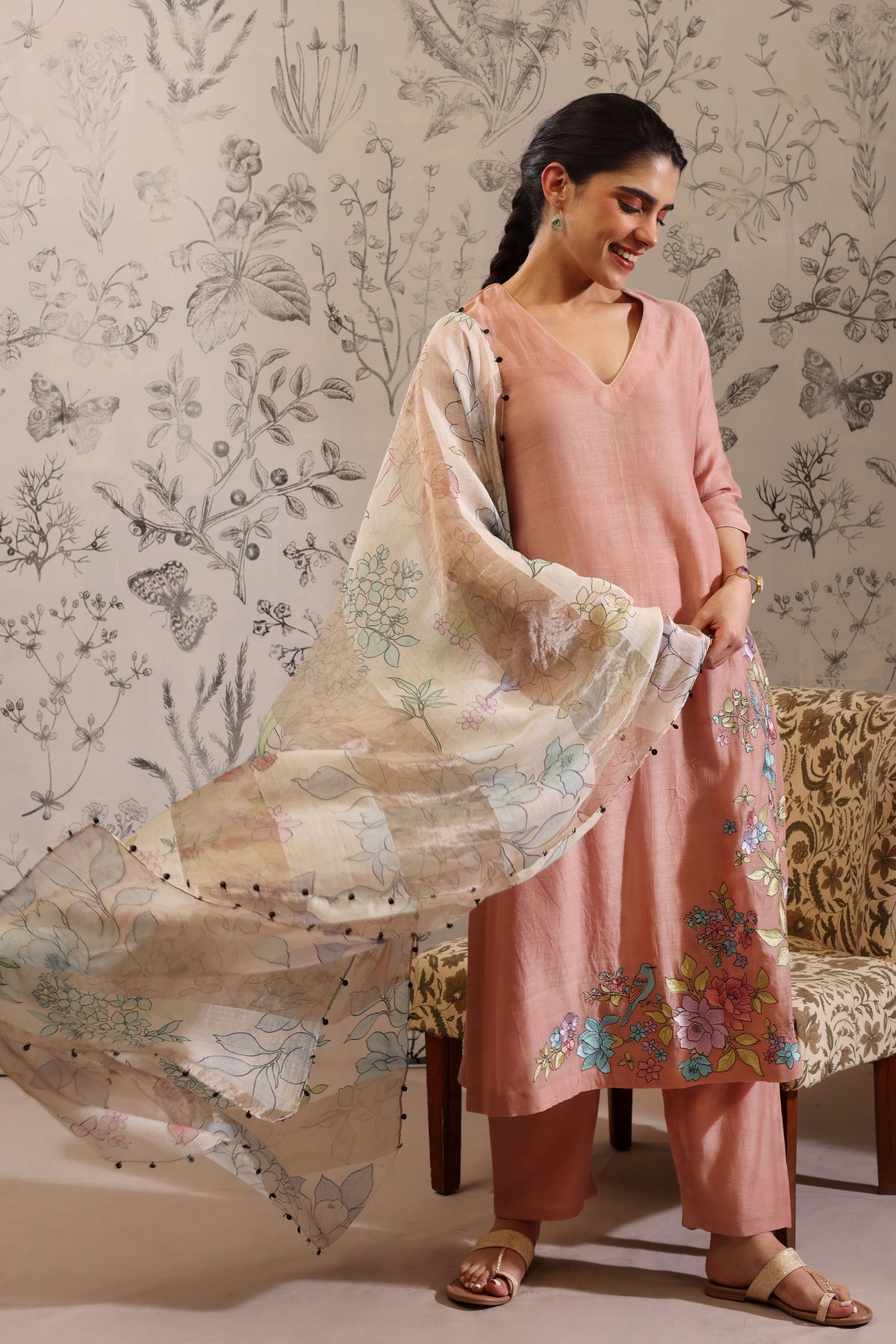 Vakya Peach Kurta Set
