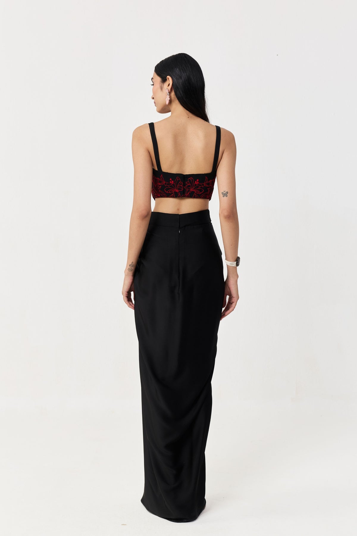 Wild Lily Black Red Bustier Skirt Set