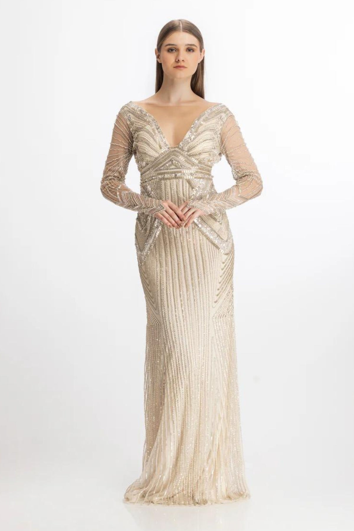 Ivory Full sleeves gown
